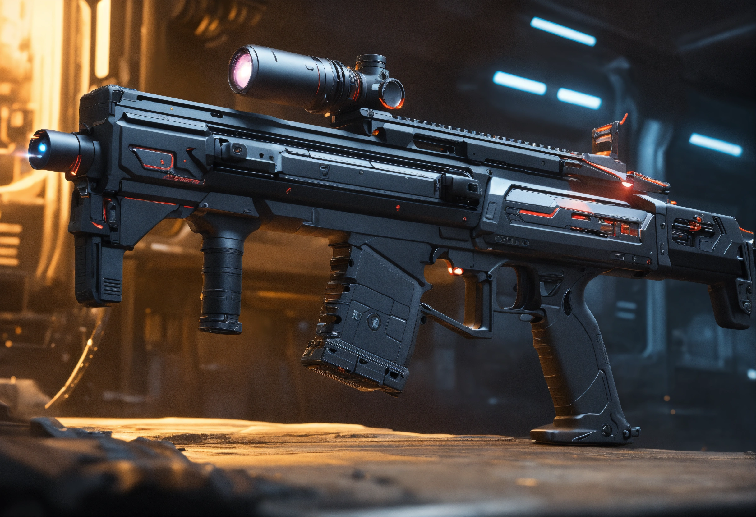 Lexica - Side view of the full image of a black sci fi energy assault ...