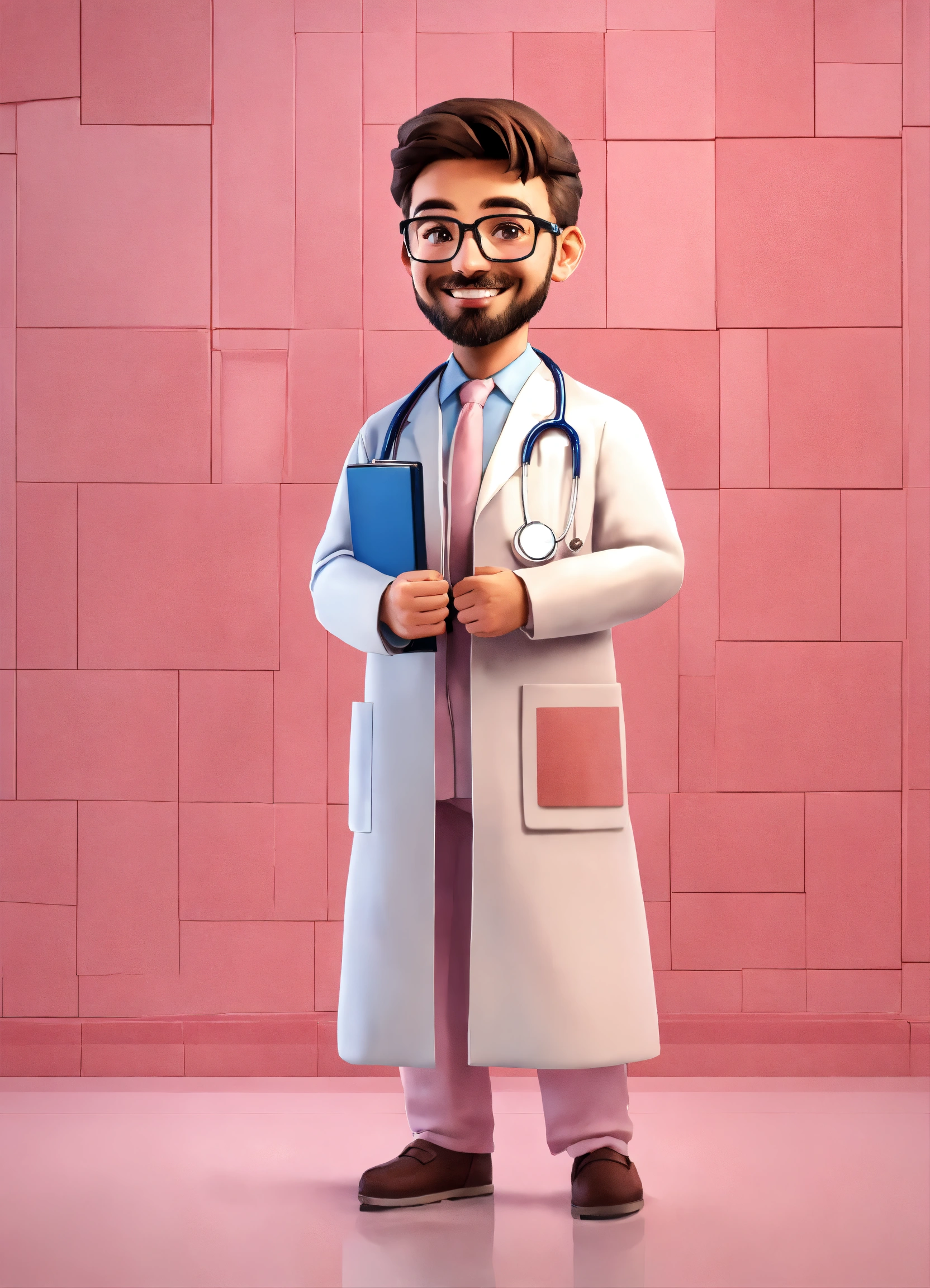 Lexica - A smiling doctor stand a medical element front a wall. Hyper ...