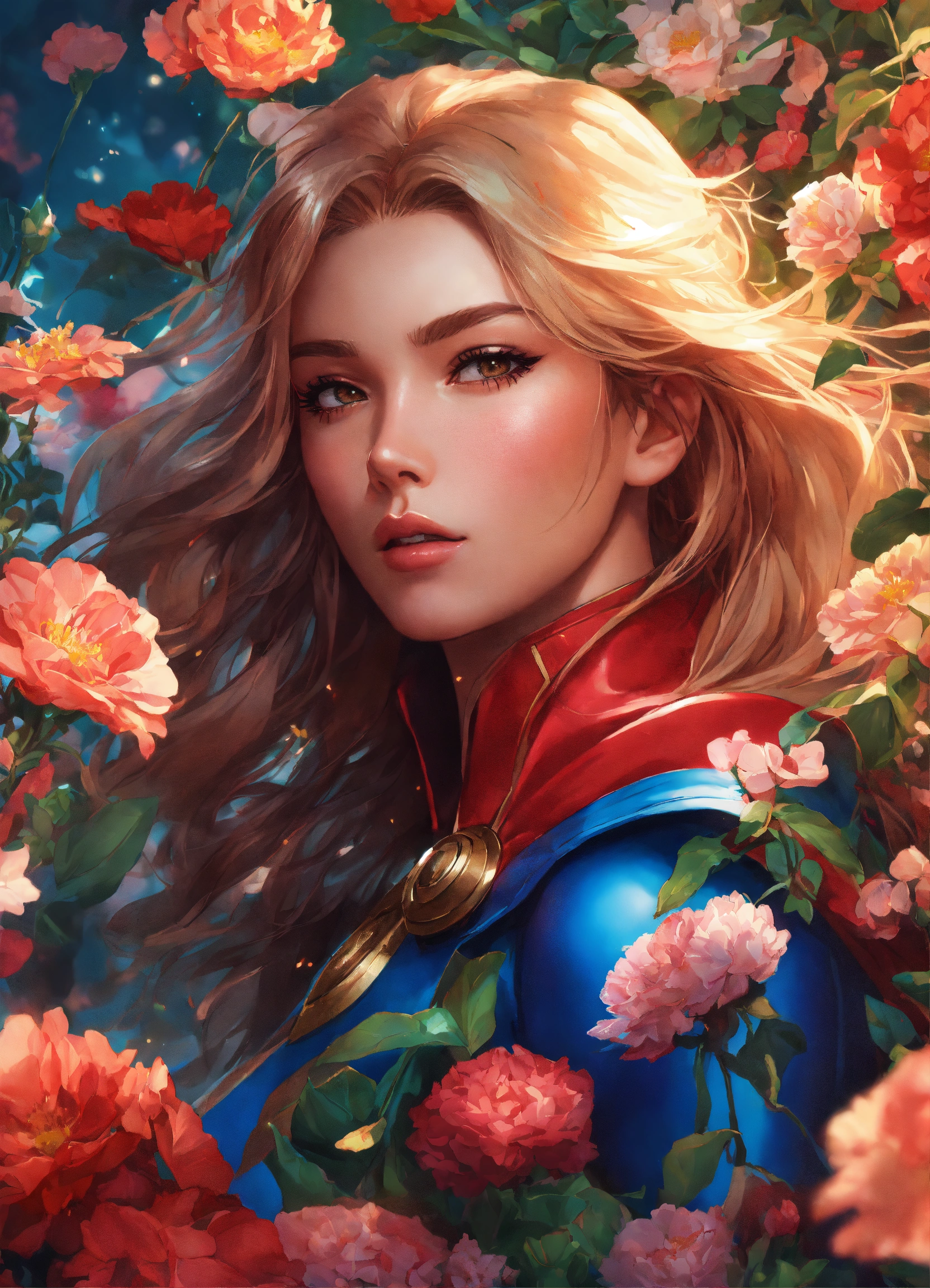 Lexica - Realistic anime art of a superhero surrounded by flowers, 8k ...