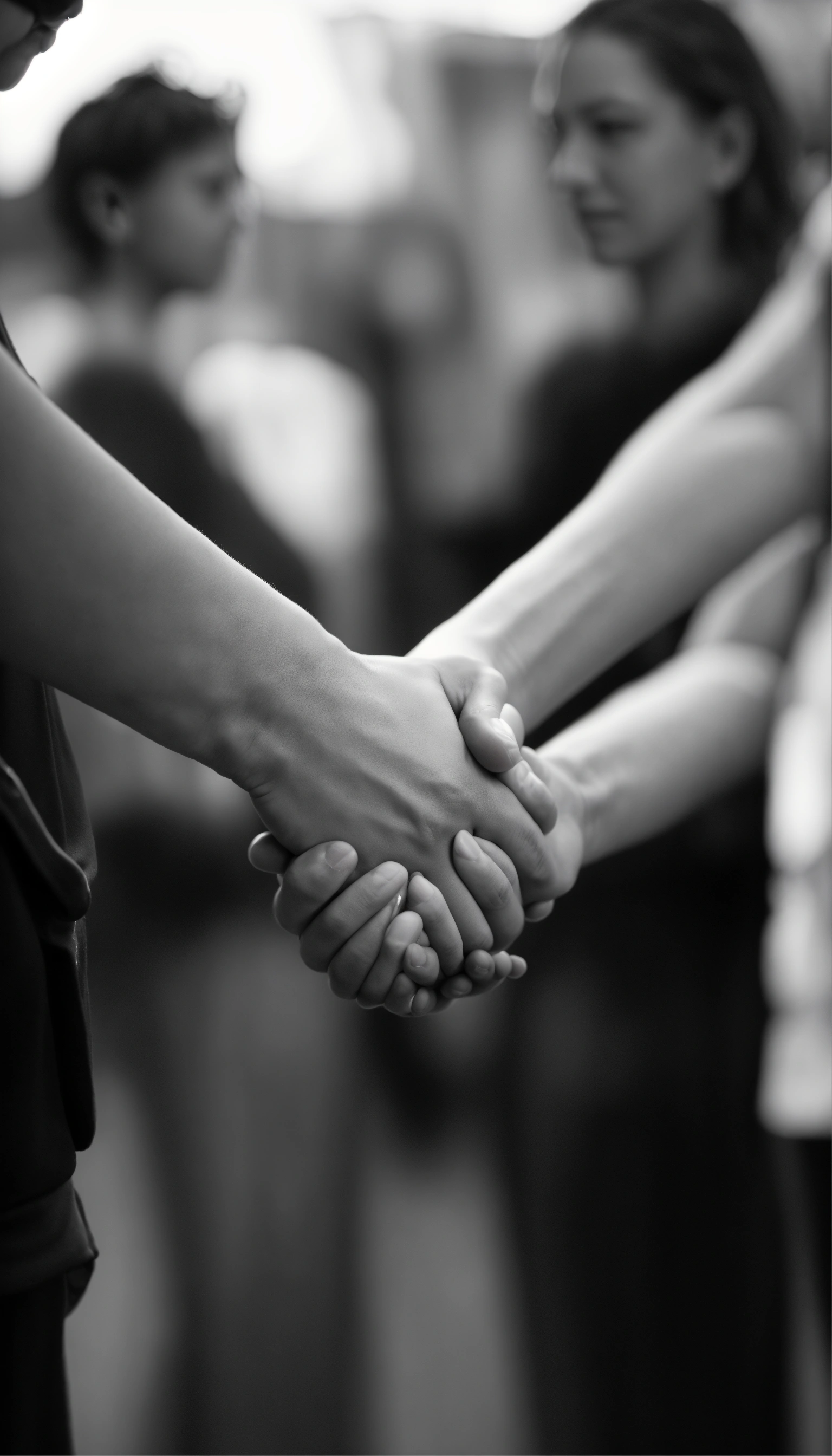 Lexica - Women shaking hands, team-work handshake, B&W, heavy depth of ...