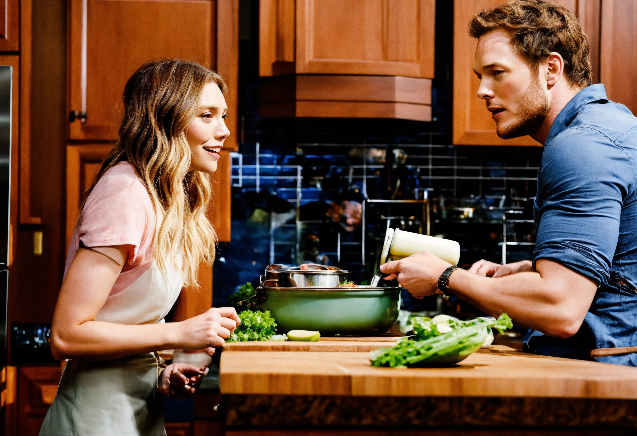 Lexica - Elizabeth Olsen and Chris Pratt is a couple in the kitchen