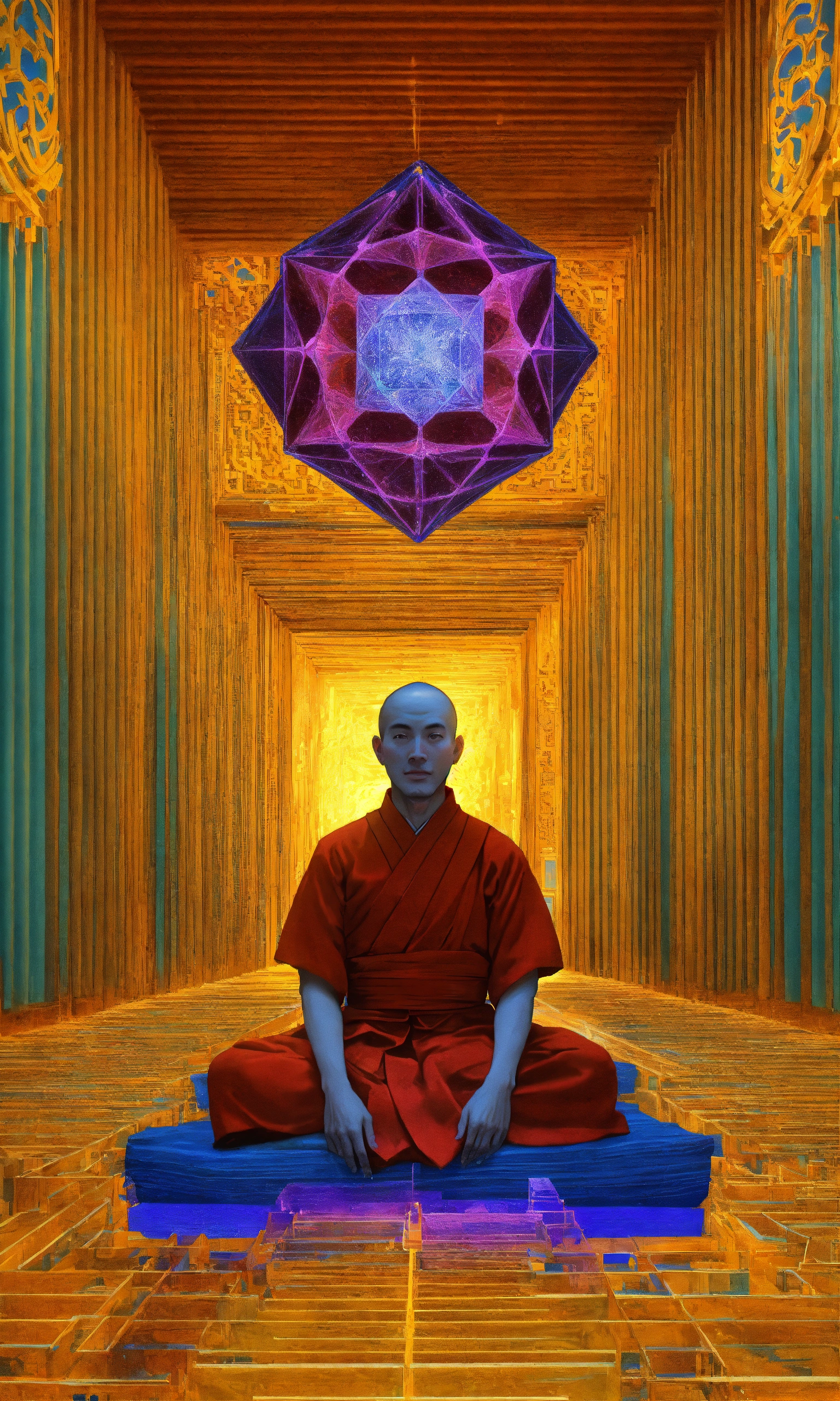 Lexica - Sitting Taoist monk tesseract body fractal three point ...
