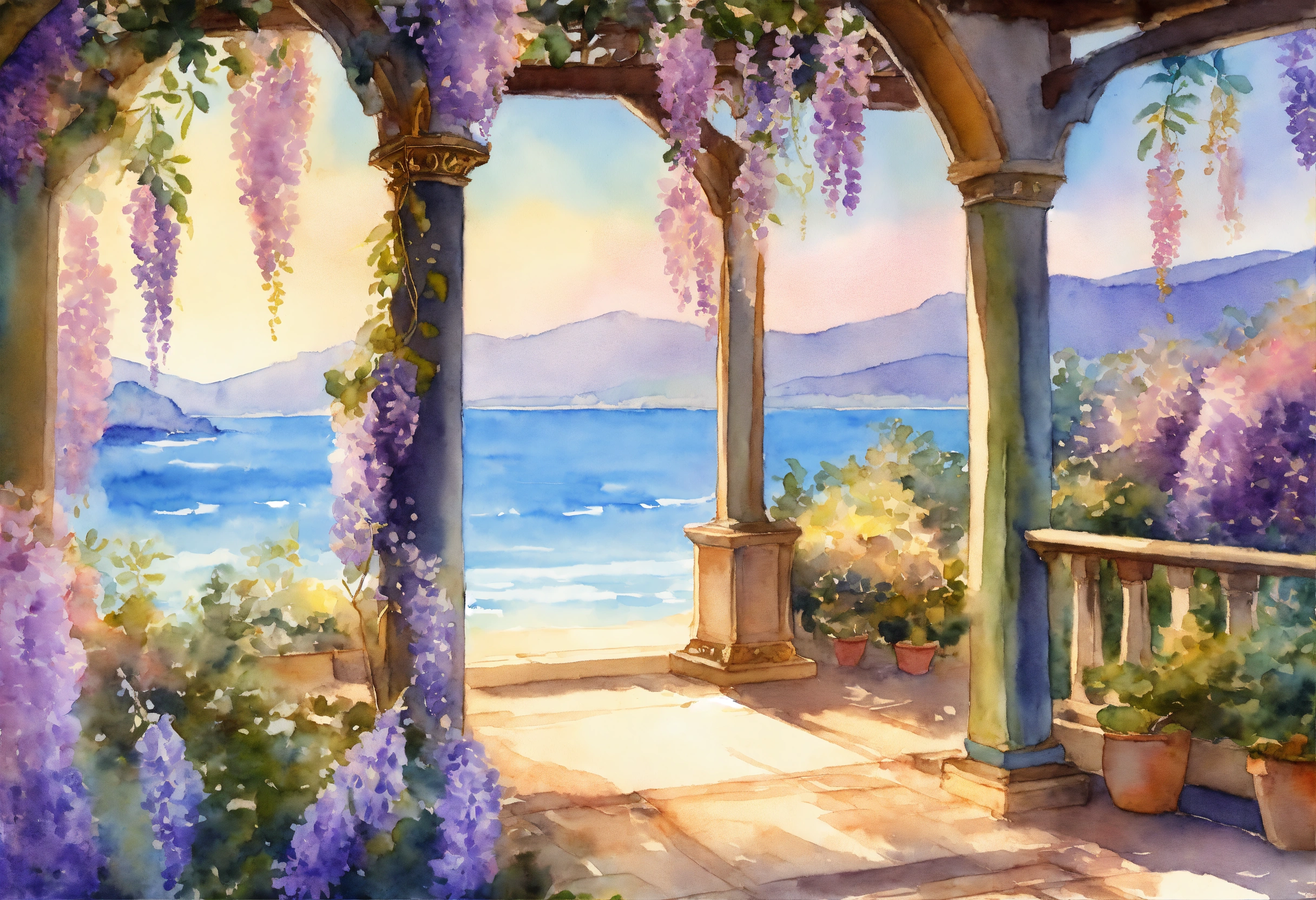 Lexica - Watercolour painting, pastel colours, warm light, intricate ...