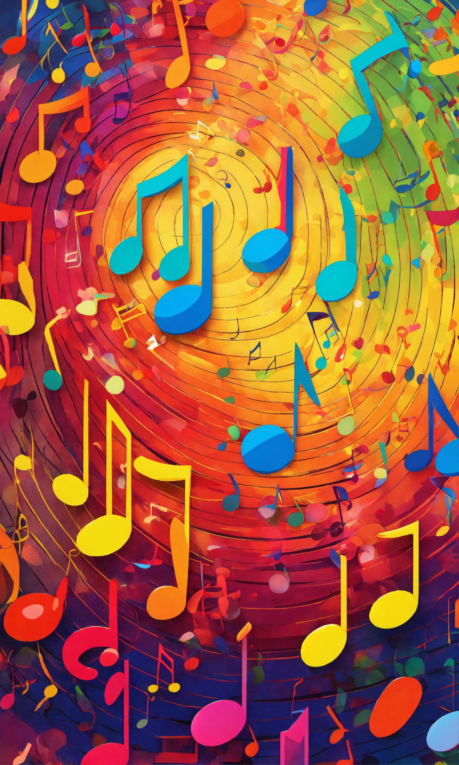 Lexica - Bright, swirling music notes transforming into colorful ...