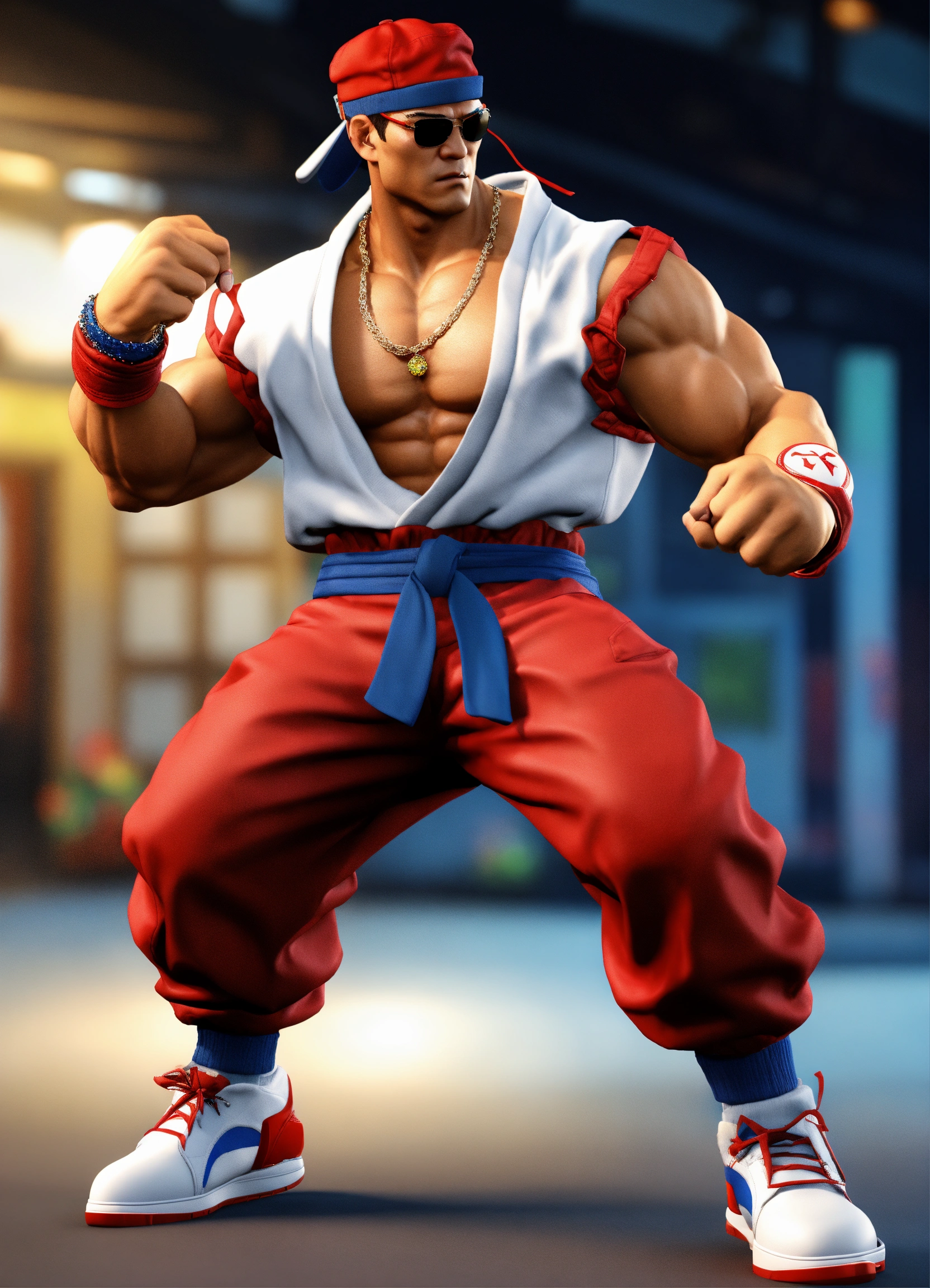 Lexica - 3D model, ryu from street fighter in trendy hip-hop attire ...