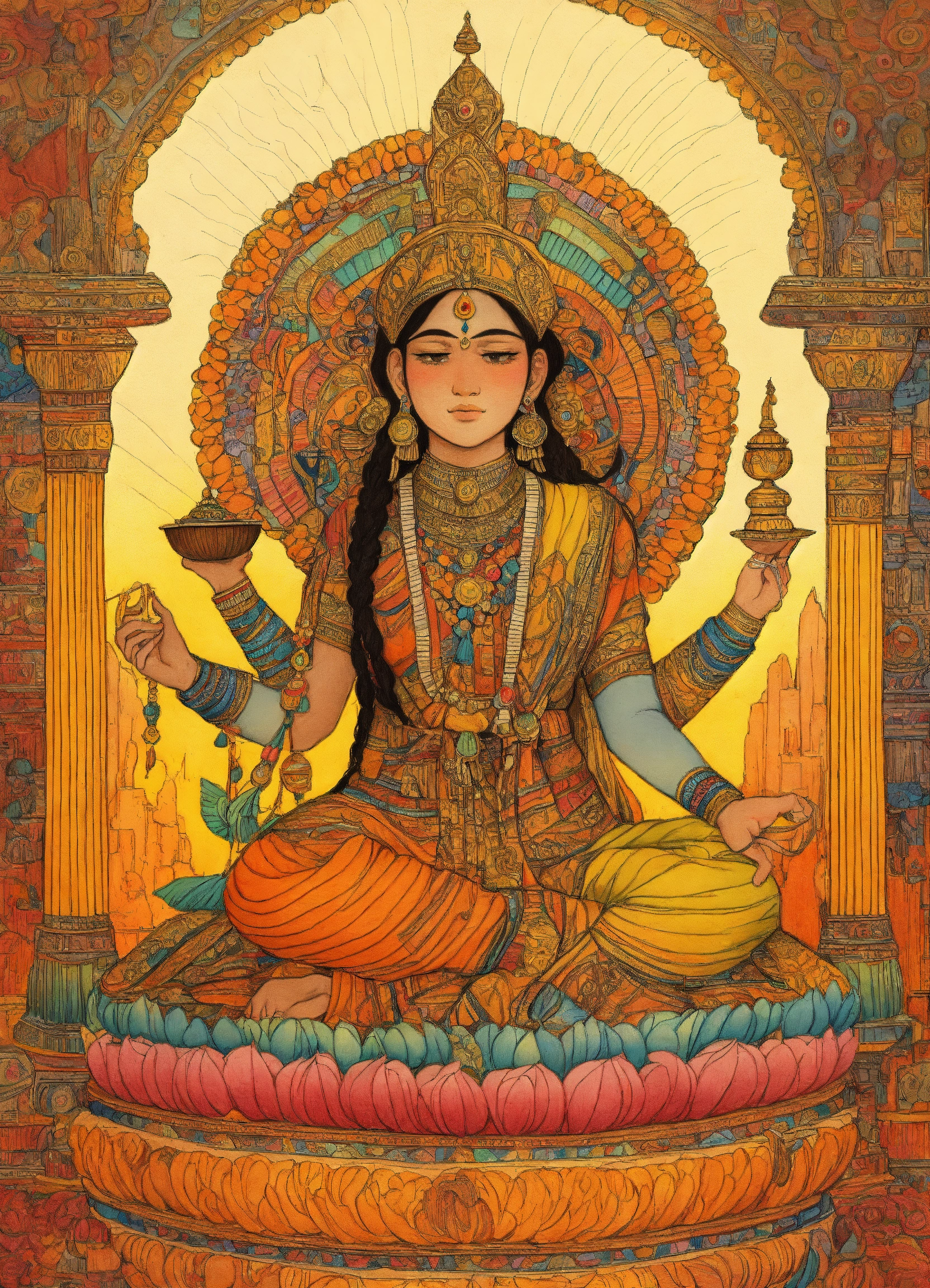 Lexica - Indian drawing the divine formation. Line drawing, clean clear ...