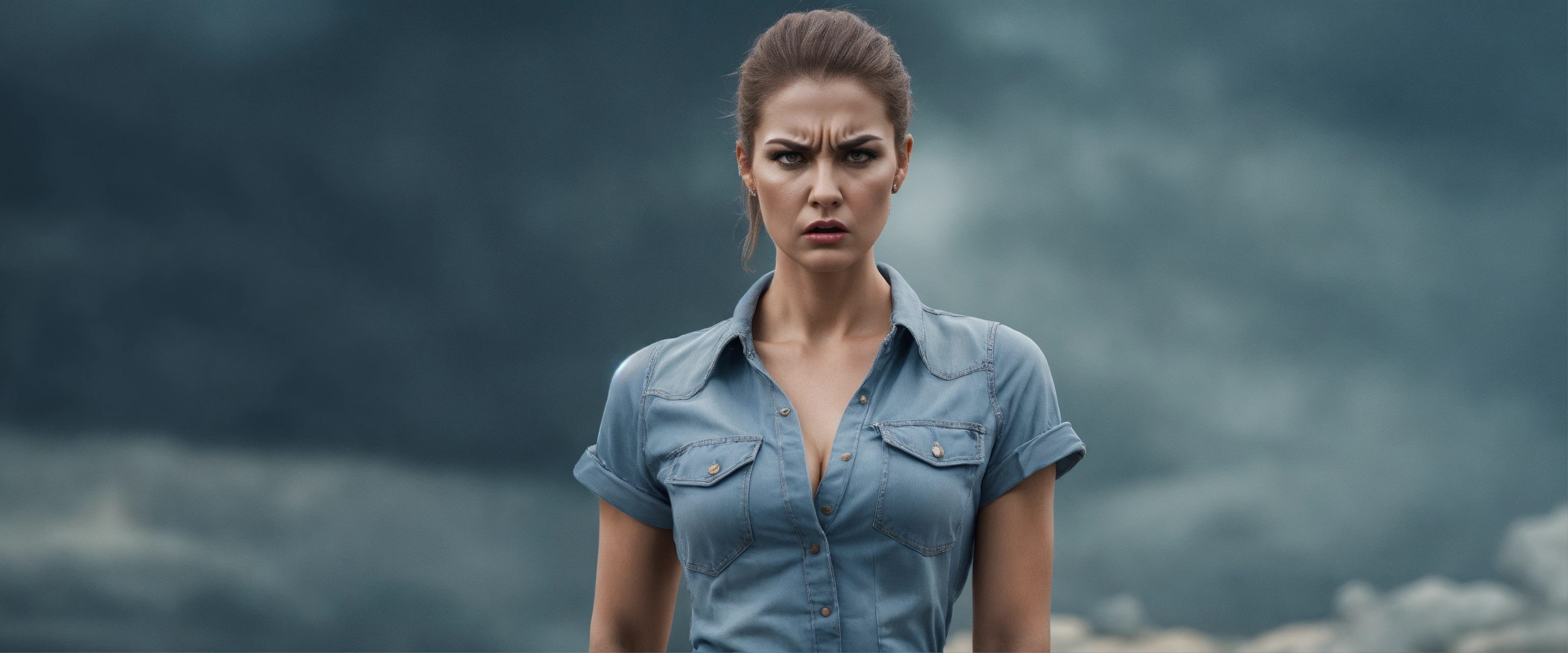 Lexica - Full body potrait of a tall woman with an angry face, hyper ...