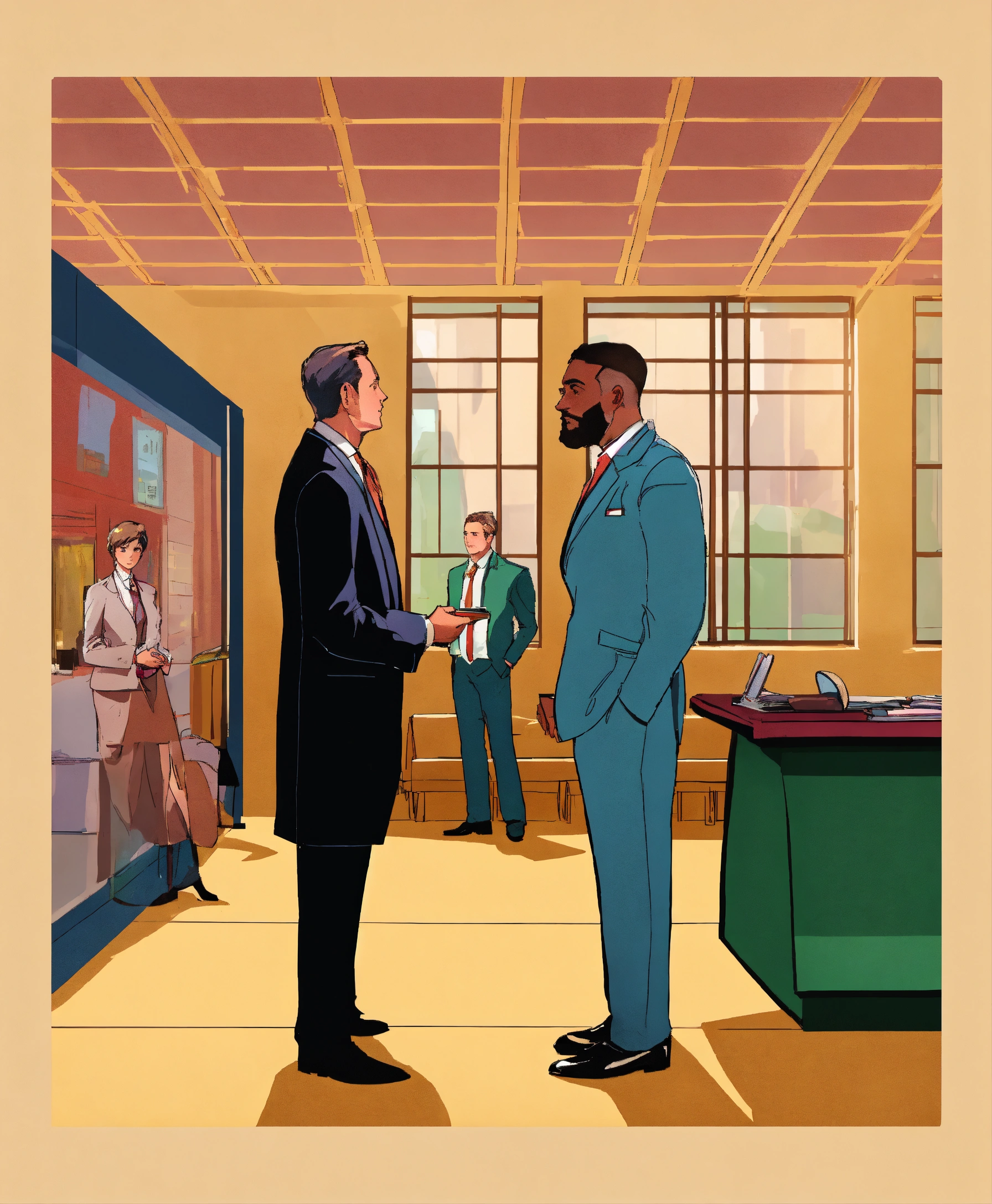 Lexica - Well dressed school principals talking in a super ultra moden ...
