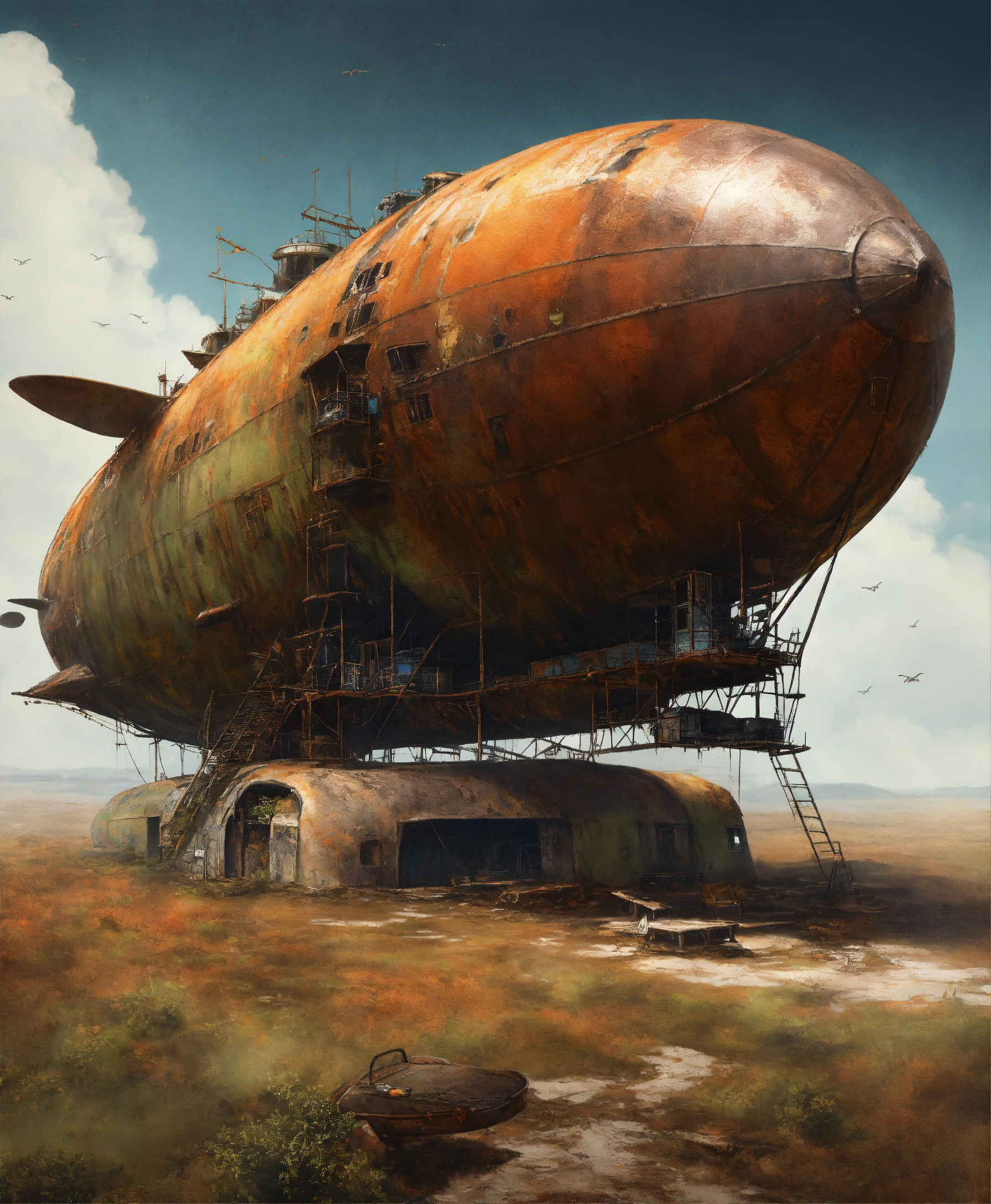 Lexica - A zeppelin in a toxic wasteland, natural rust and grime detail ...