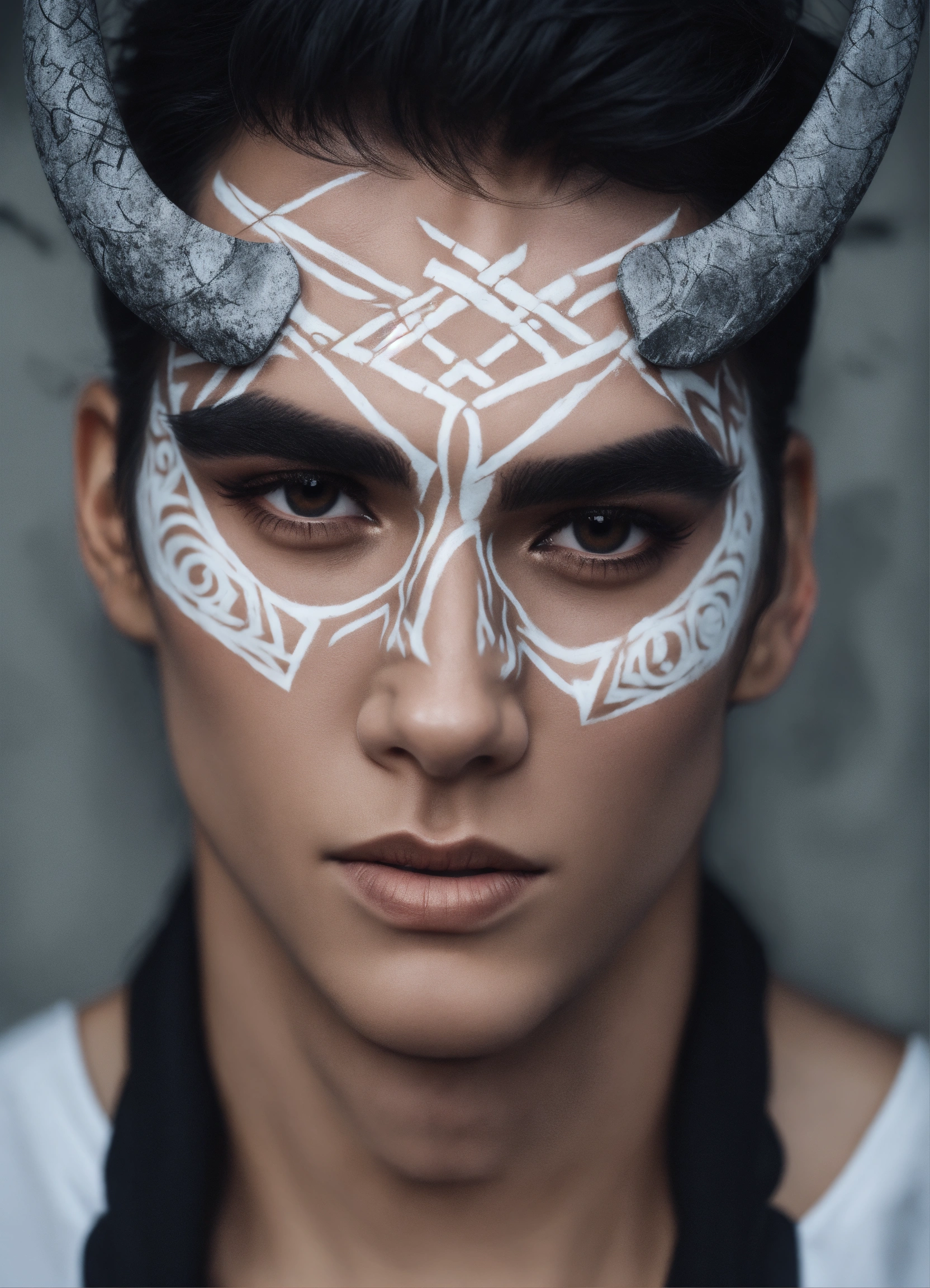 Lexica - Minimal White demonic runes makeup face male