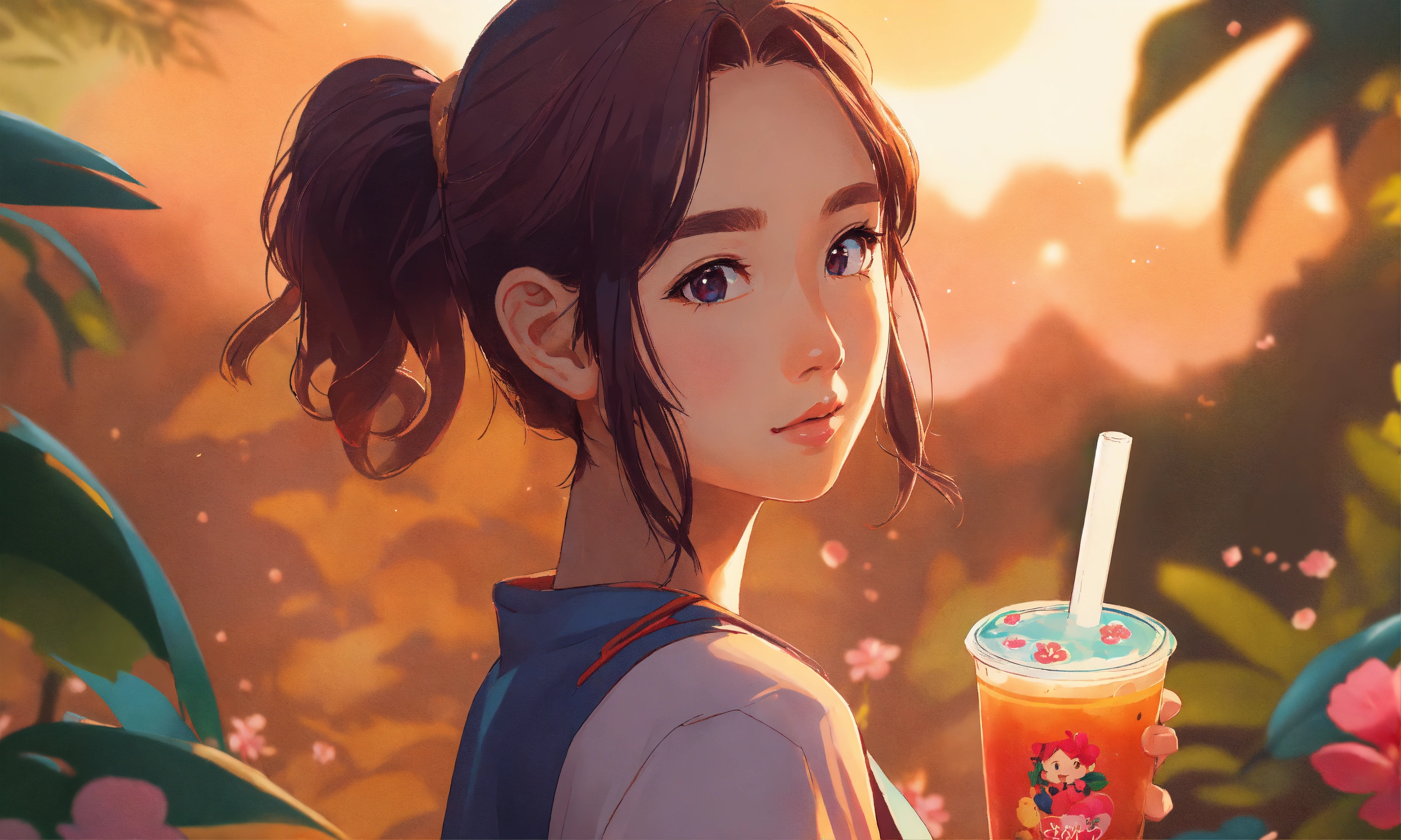 Lexica BUBBLE Tea VECTOR, joy, sunset , bubble tea cutie, milk tea