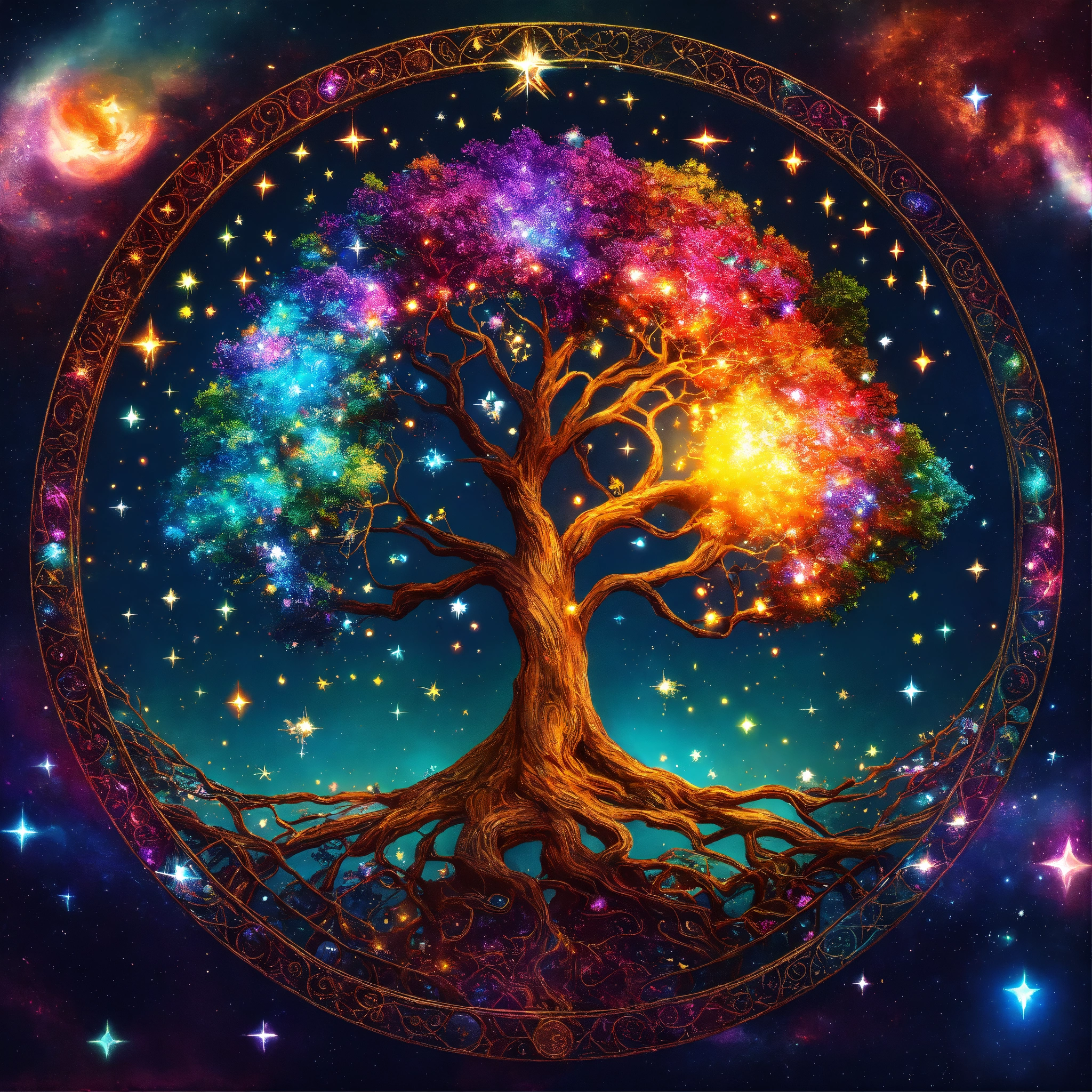 Lexica - Tree of life universe stars magic colorful