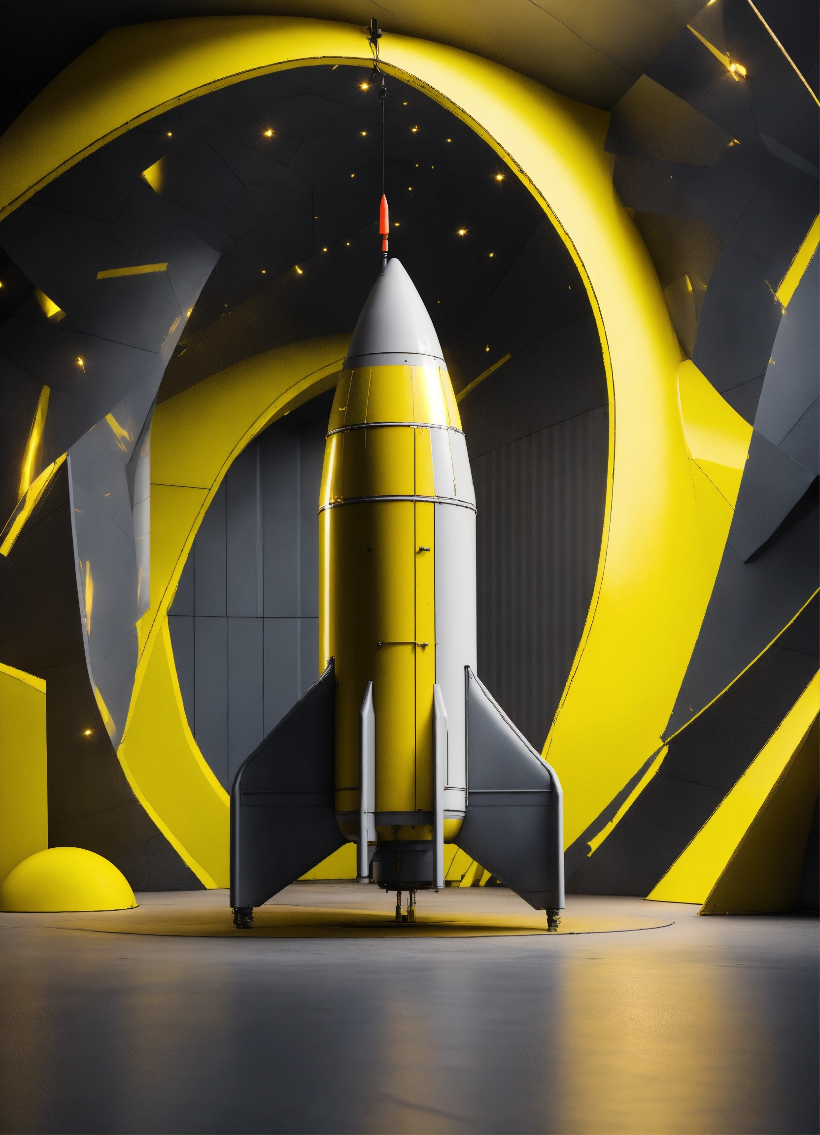 Lexica - Bombe rocket with yellow and gray color with neon 8K