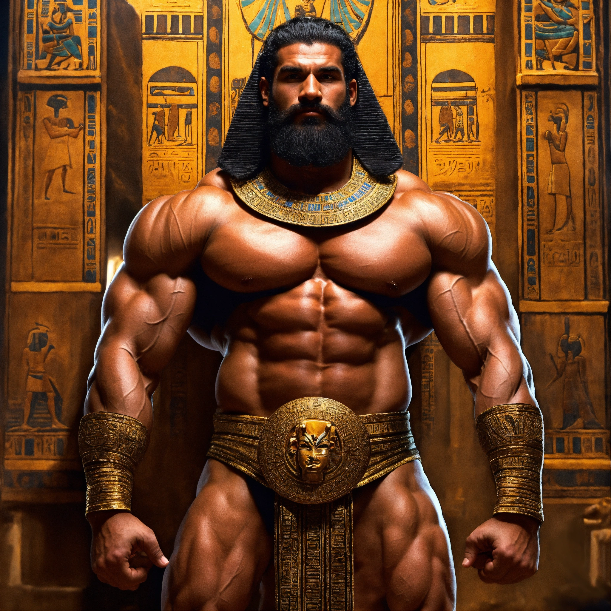 Lexica - 30-year-old hairy ancient Egyptian god with big muscles, big ...