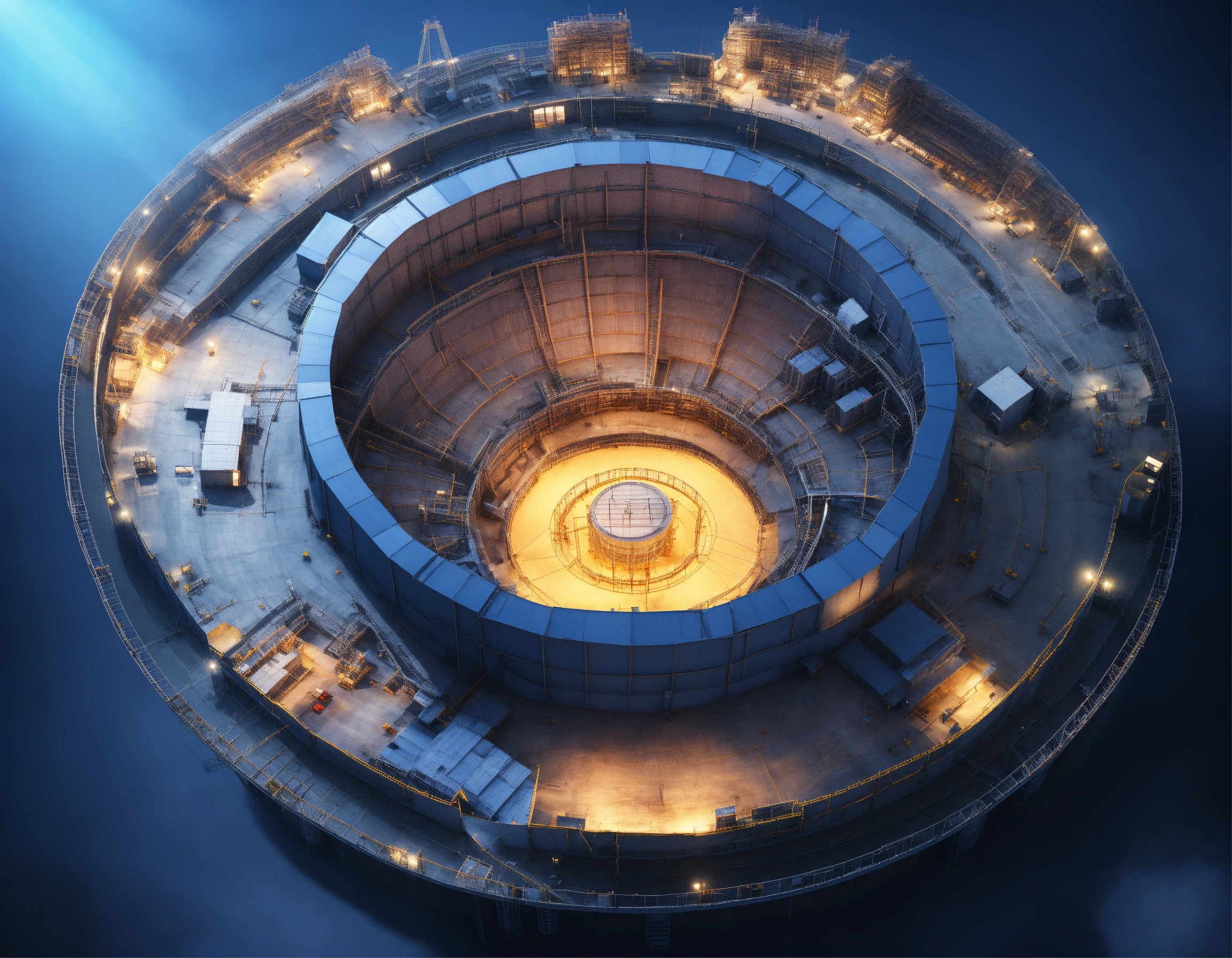 Lexica - Top view of the construction of a nuclear power plant, an atom ...