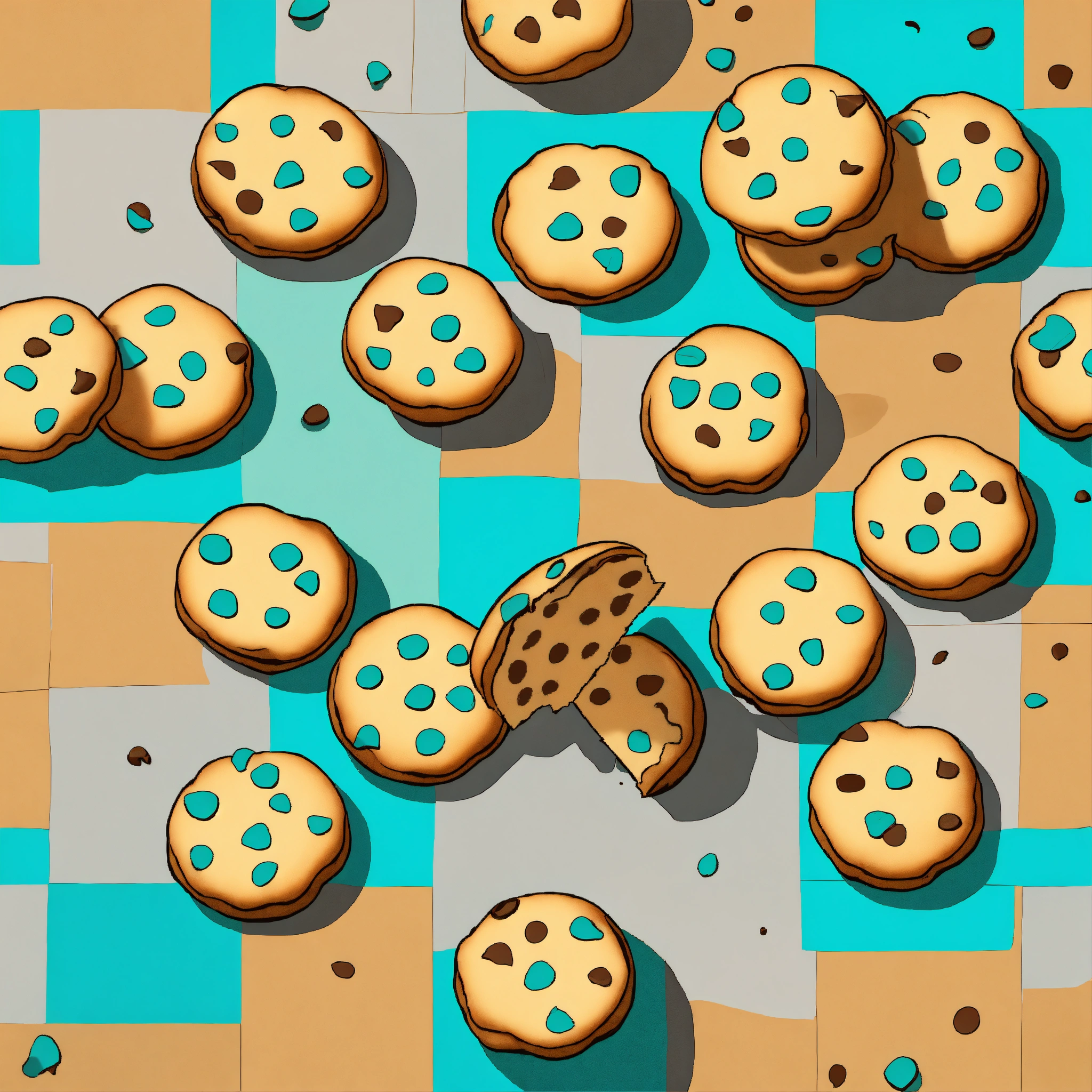 Lexica - Repeating pattern of chocolate chip cookies scattered on a ...