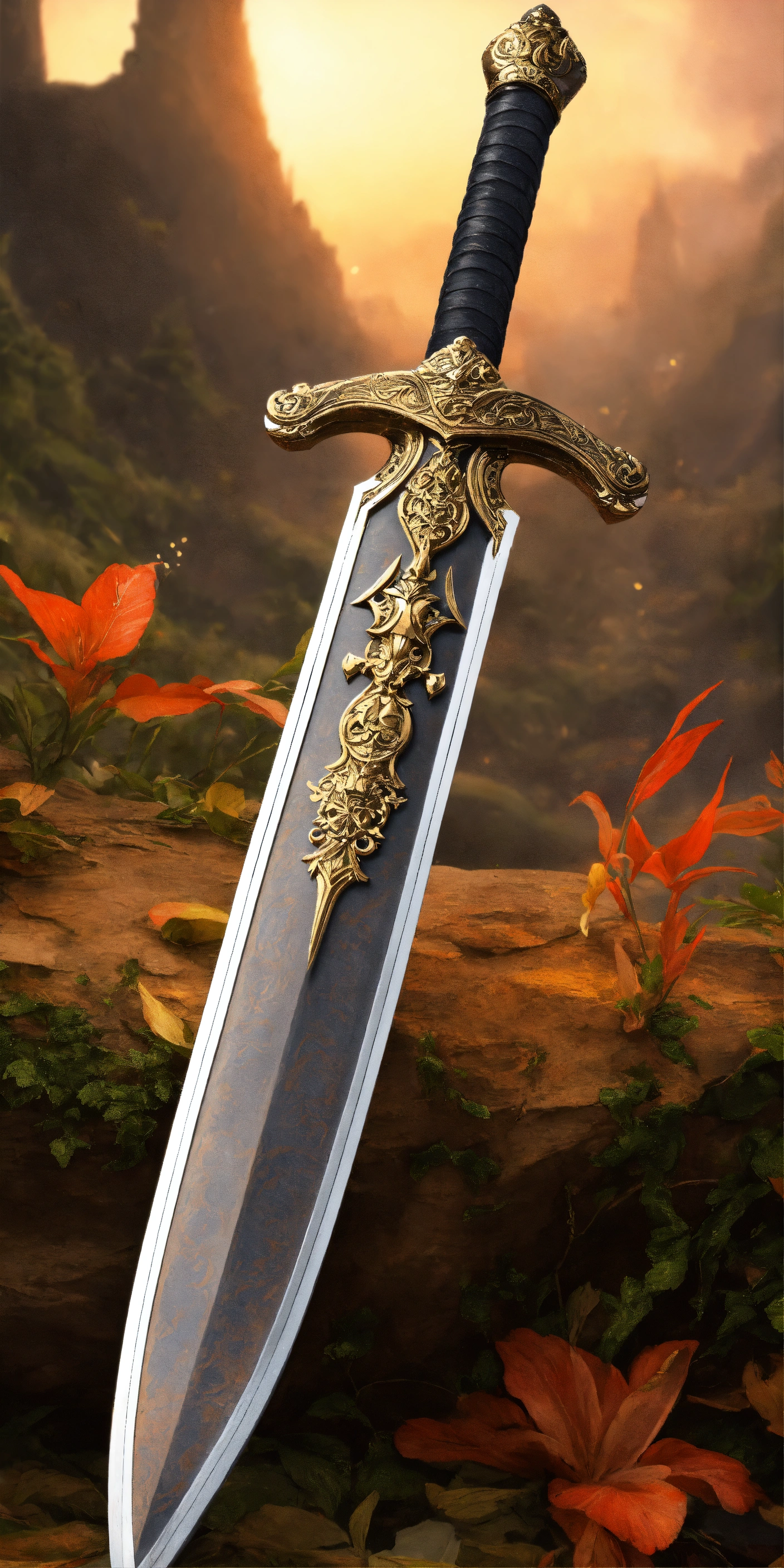 Lexica - Richly decorated long sword, ultra realistic, very detailled