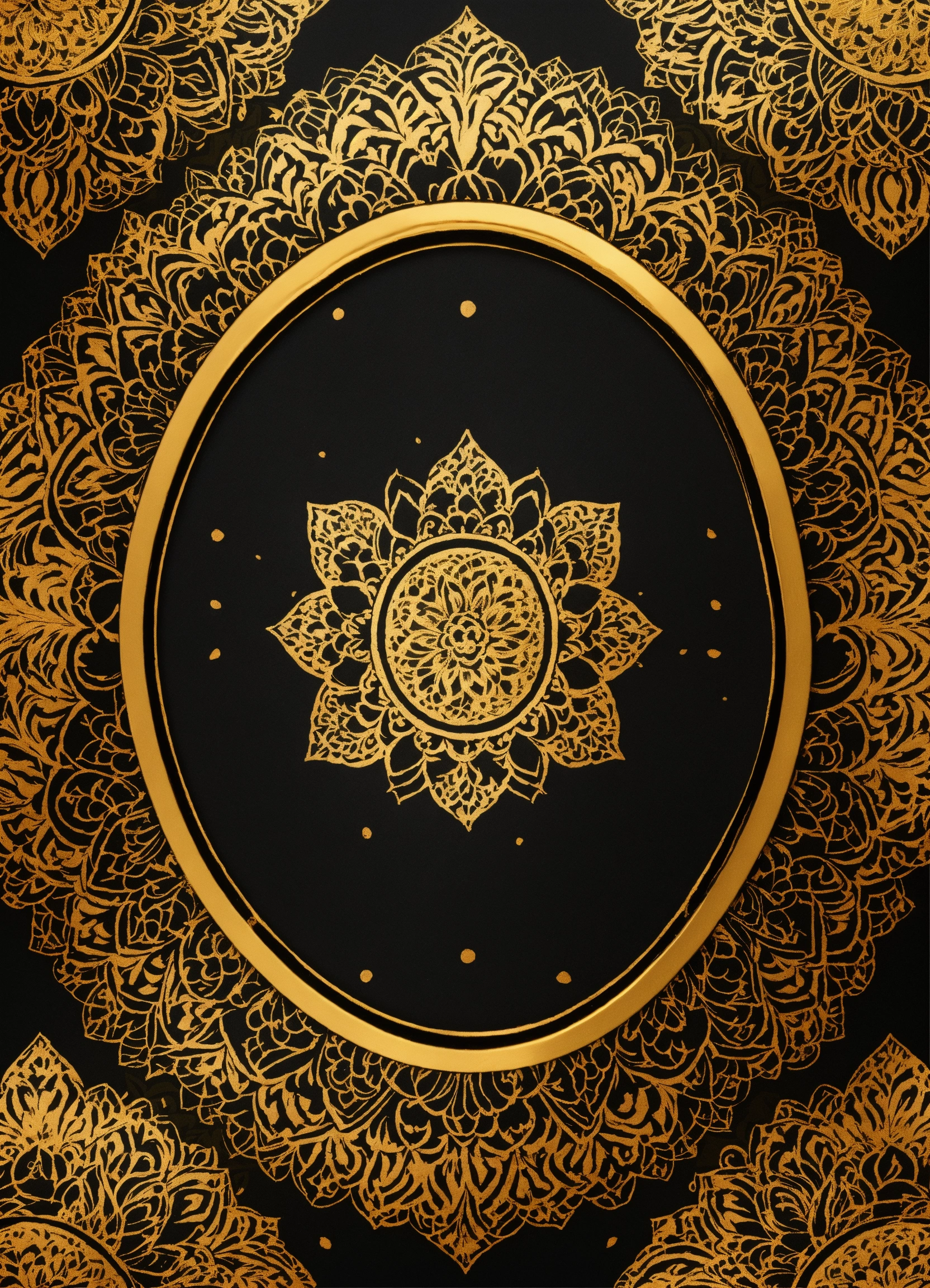 Lexica - Golden and black Mandala Art Background With golden Border ...