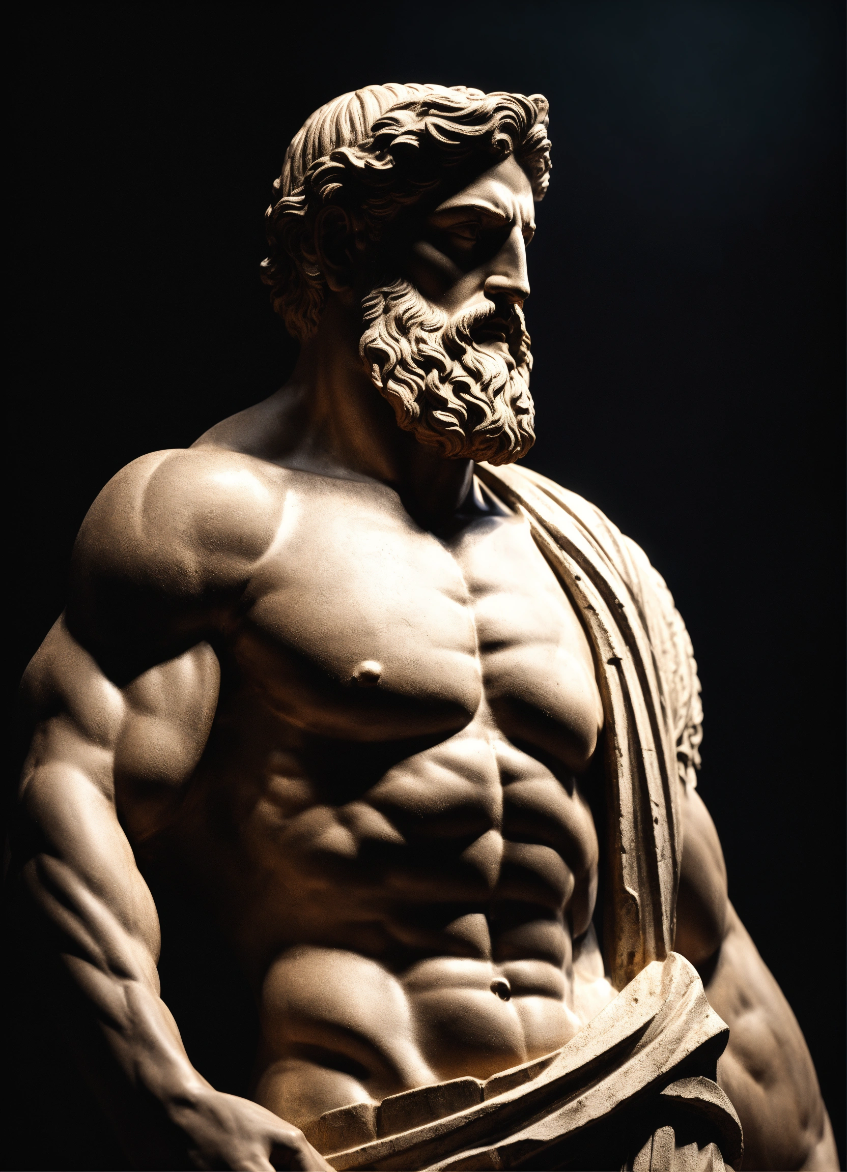 Lexica - Stoic greek statue with very muscular body in profile, strong ...