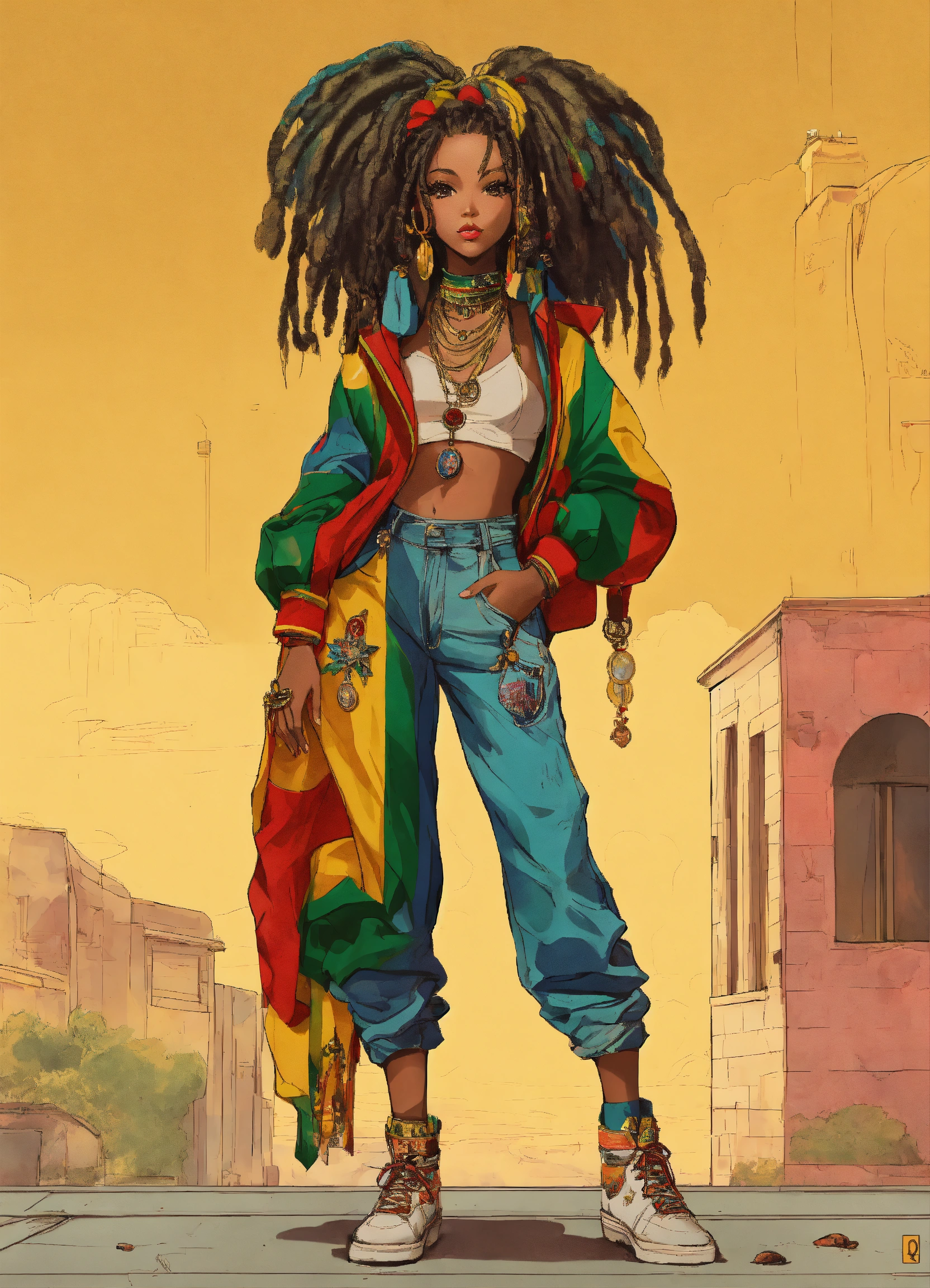 Lexica - Full body street art doll looking rasta girl in stylish haute ...