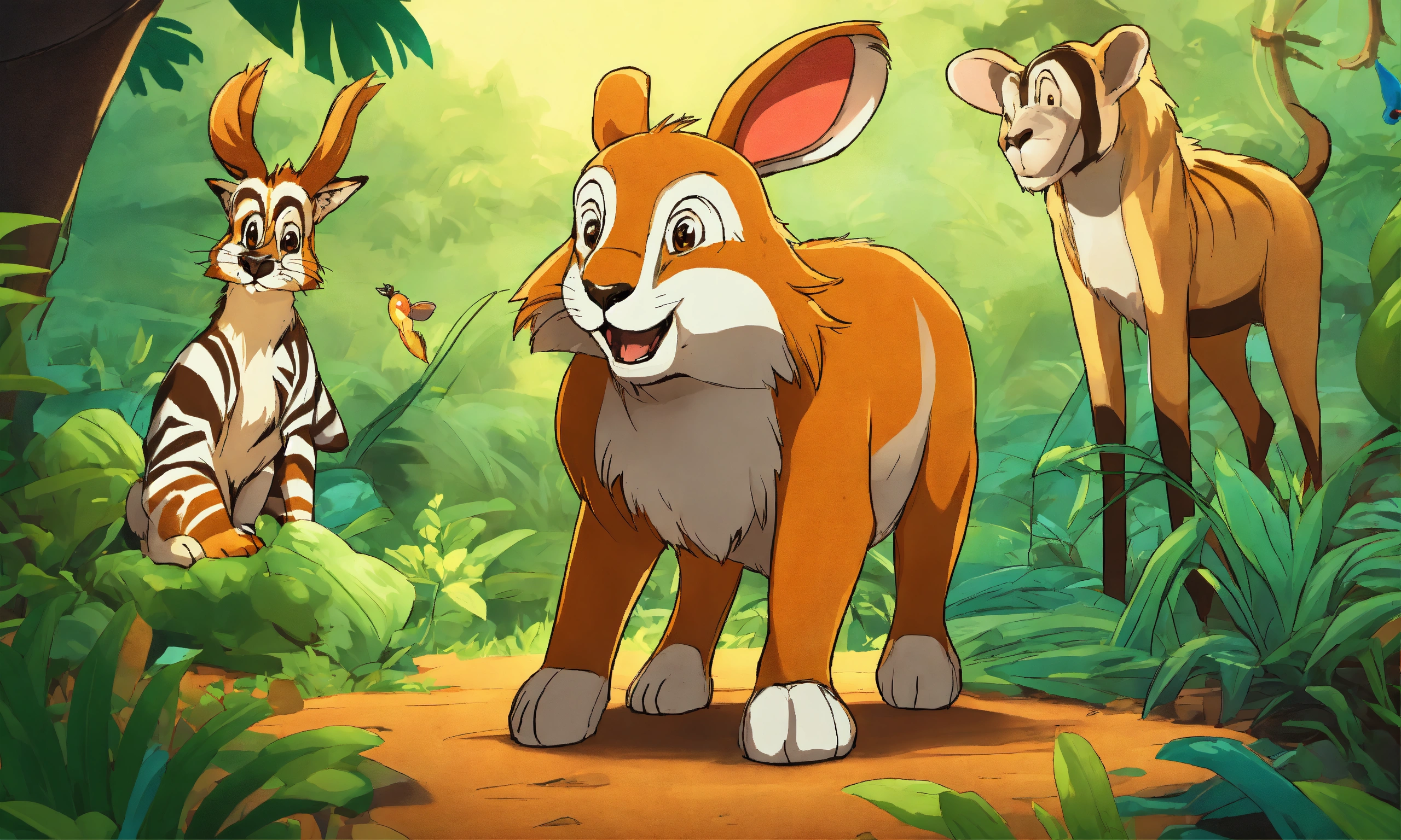 Lexica - Cartoon rabbit is showing its presence in front of other ...