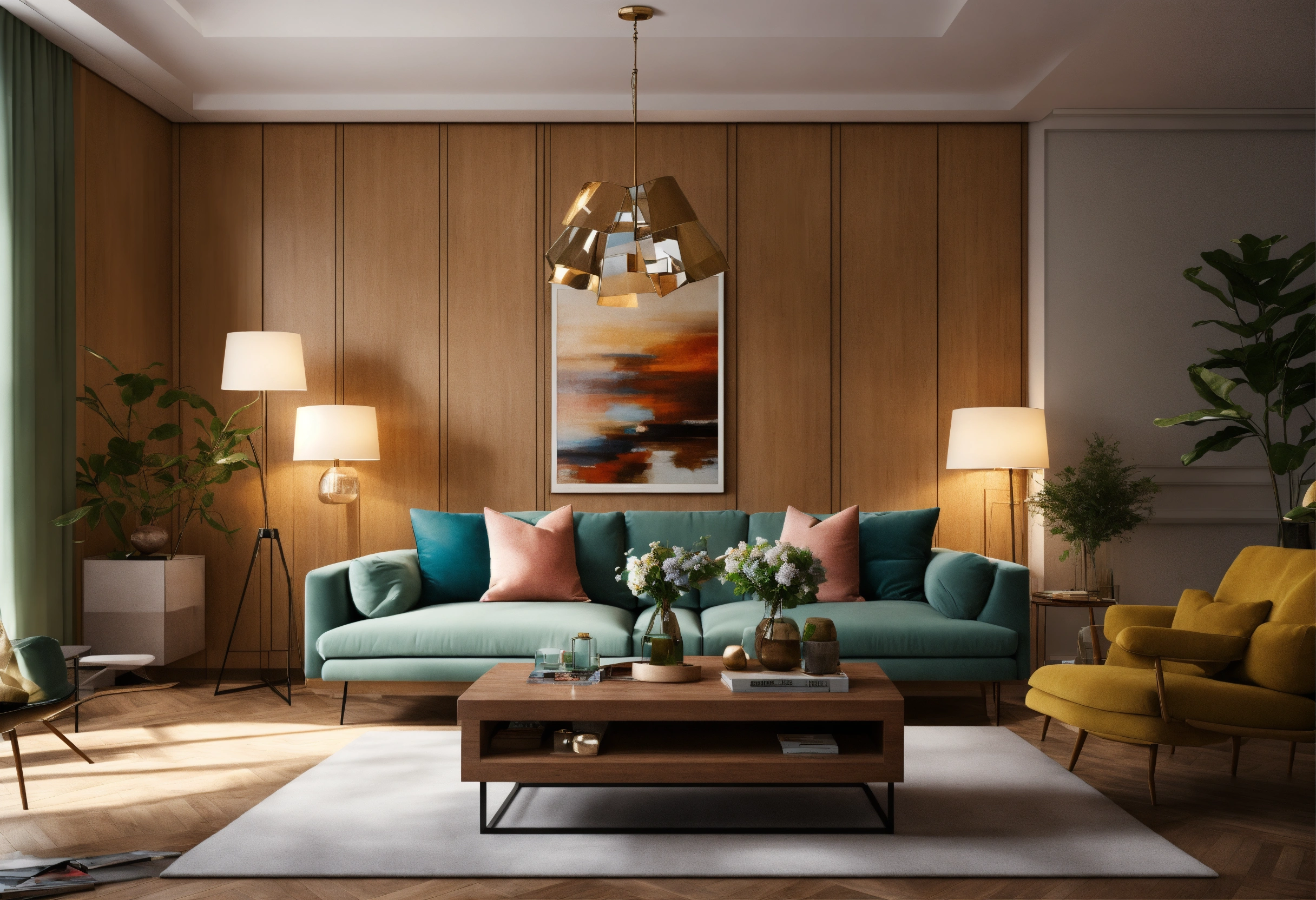 Lexica - Create a realistic picture of a modern living room for me