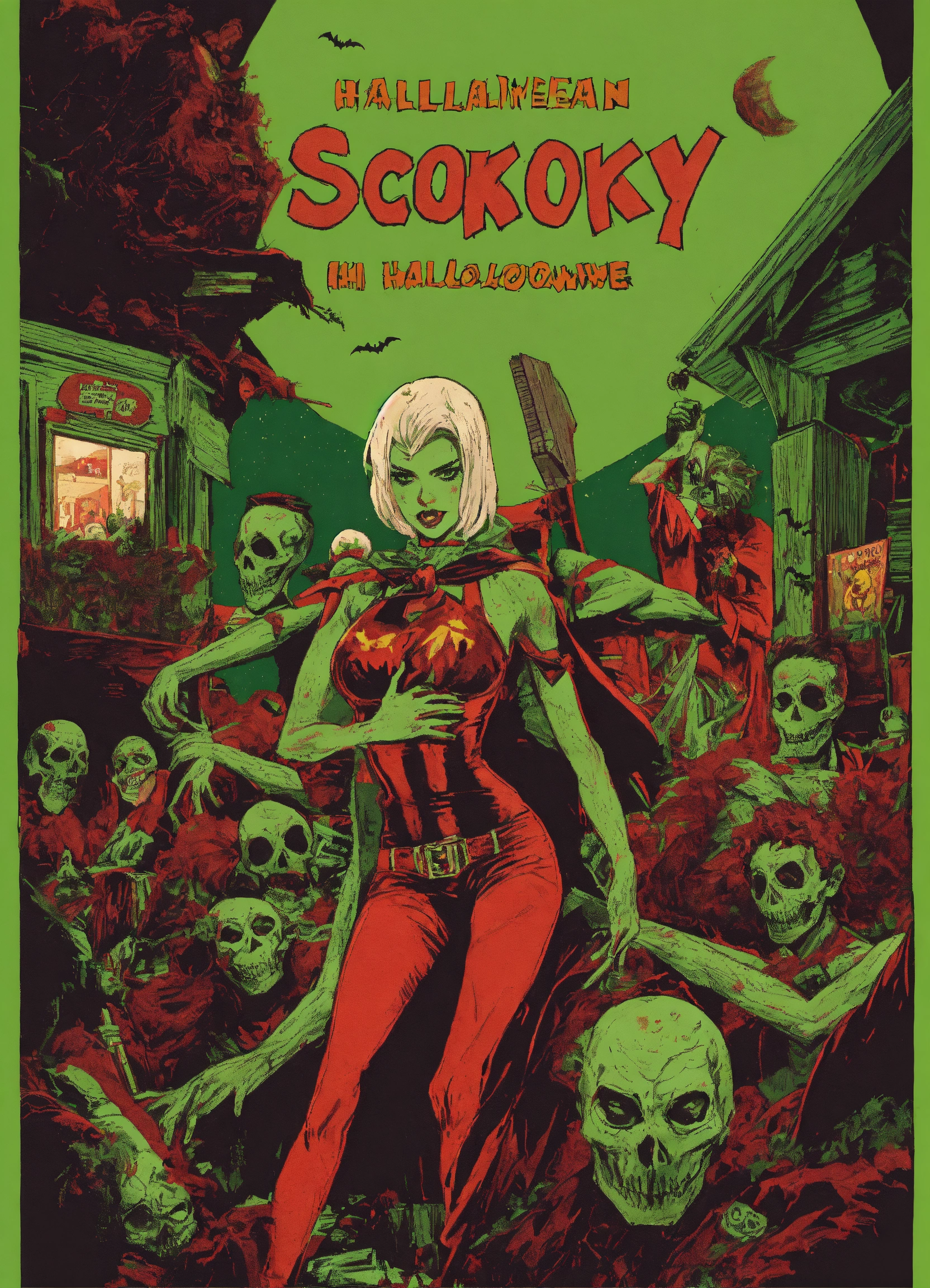 Lexica - Spooky show poster featuring people in halloween costume, in ...