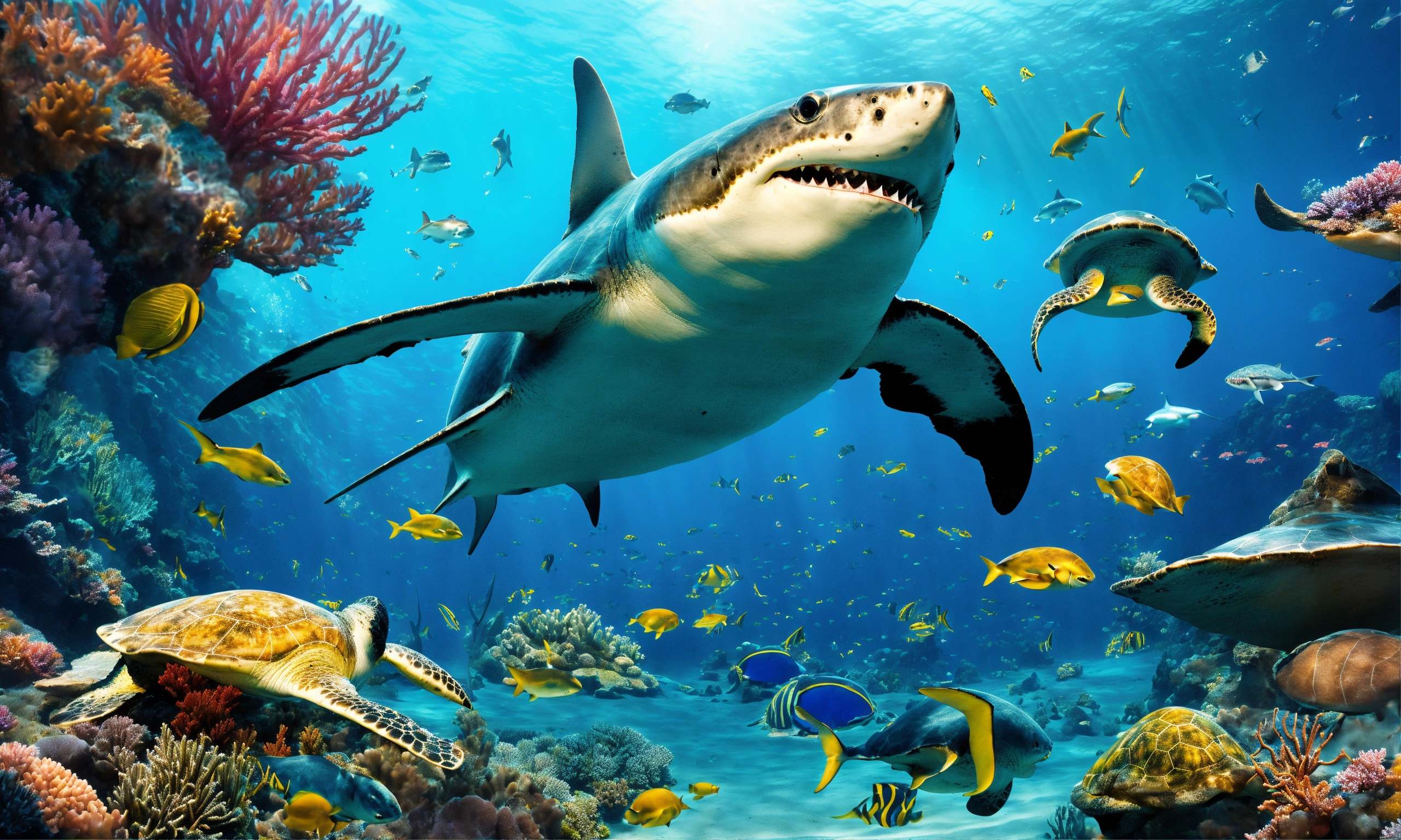 Lexica Ocean Life With Shark Stingray Turtles Corals