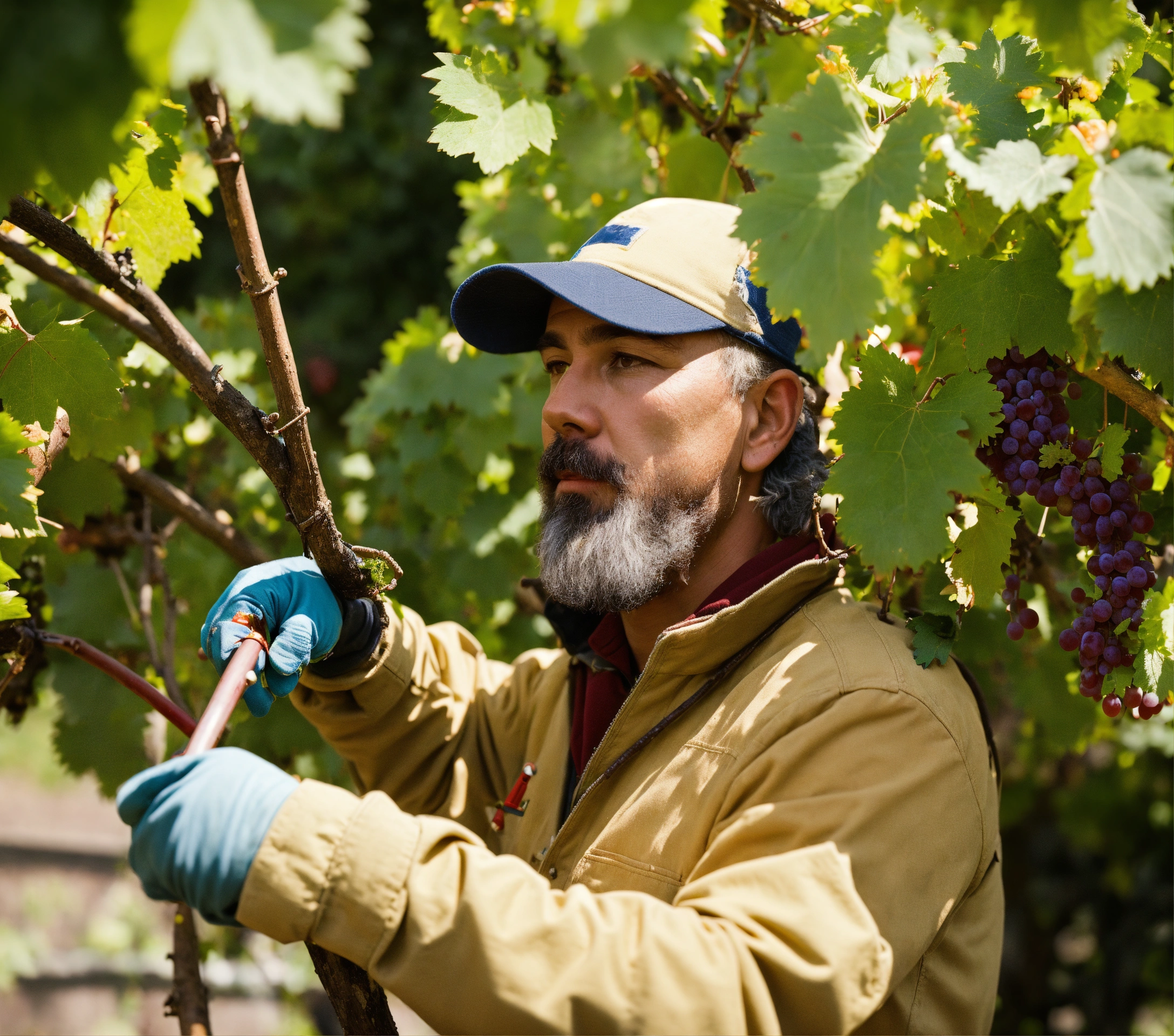 Lexica - A gardener pruning a grape vine