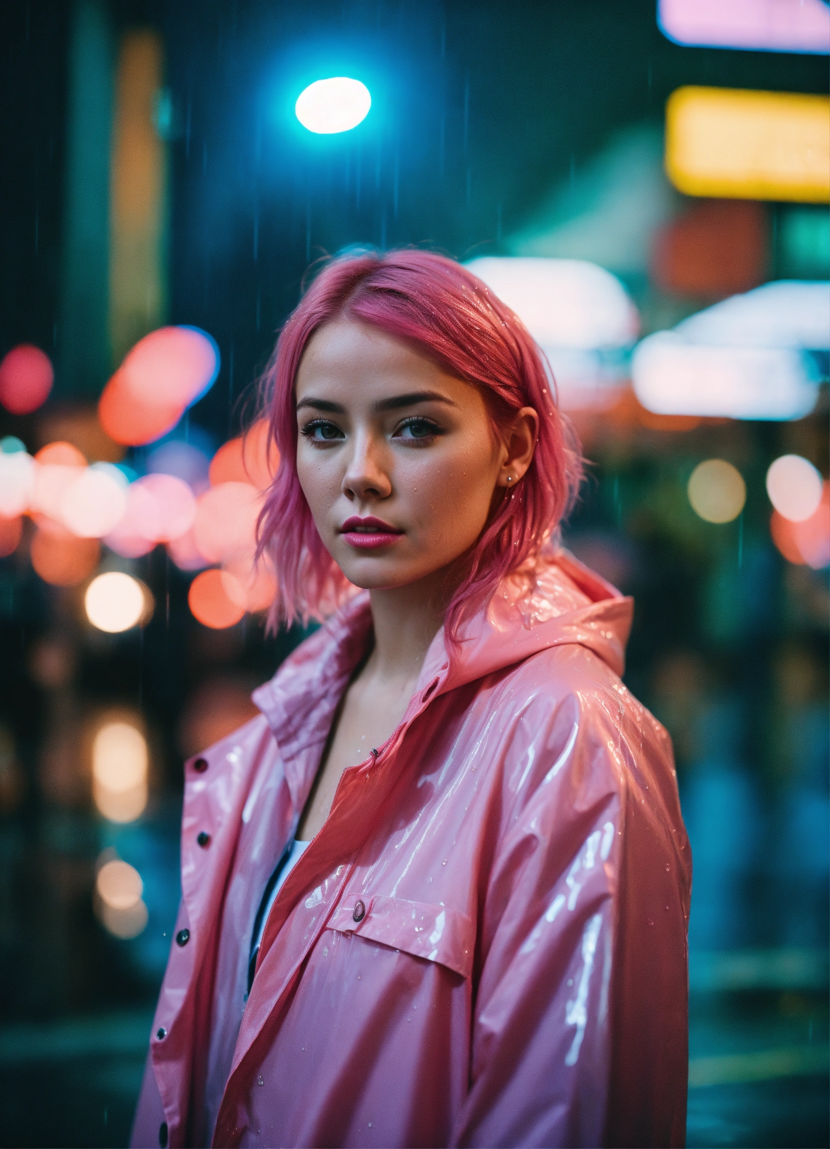 Lexica - 8k photo portrait of a woman with pink hair in a pastel ...