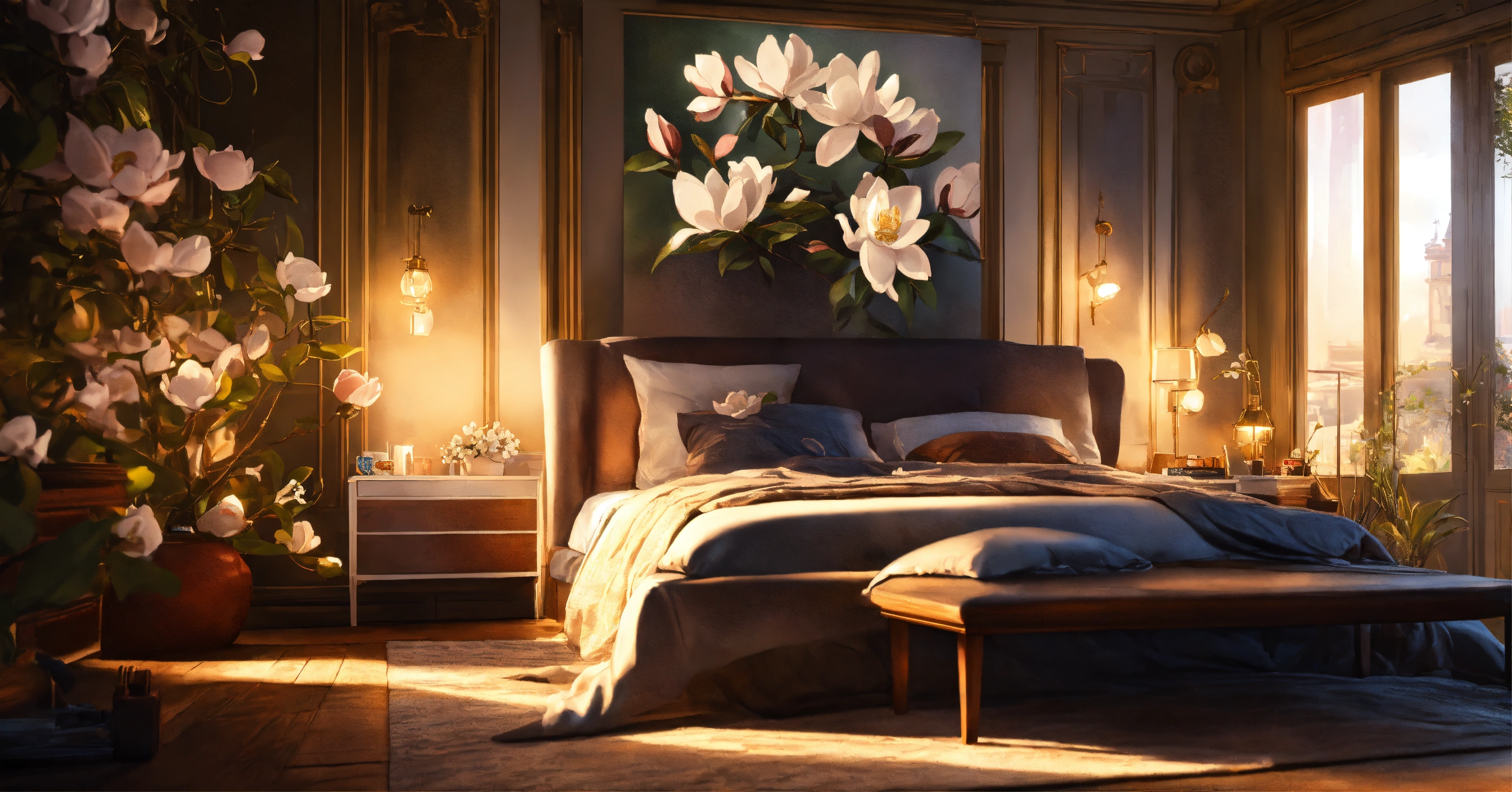 Lexica - Epic shot of ultra detailed and beautiful cozy bed, white ...
