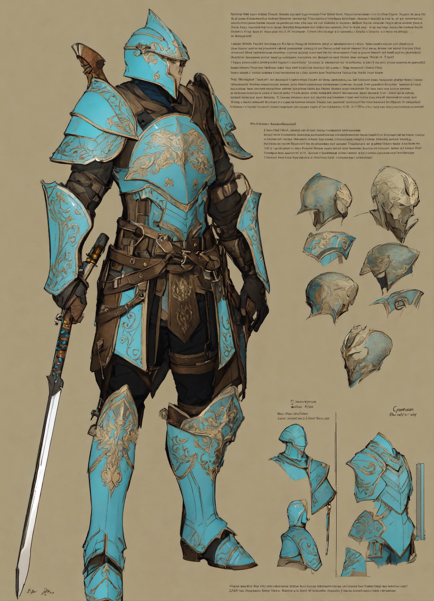 Lexica - Full cyan tattoo armor, character sheet, character design ...
