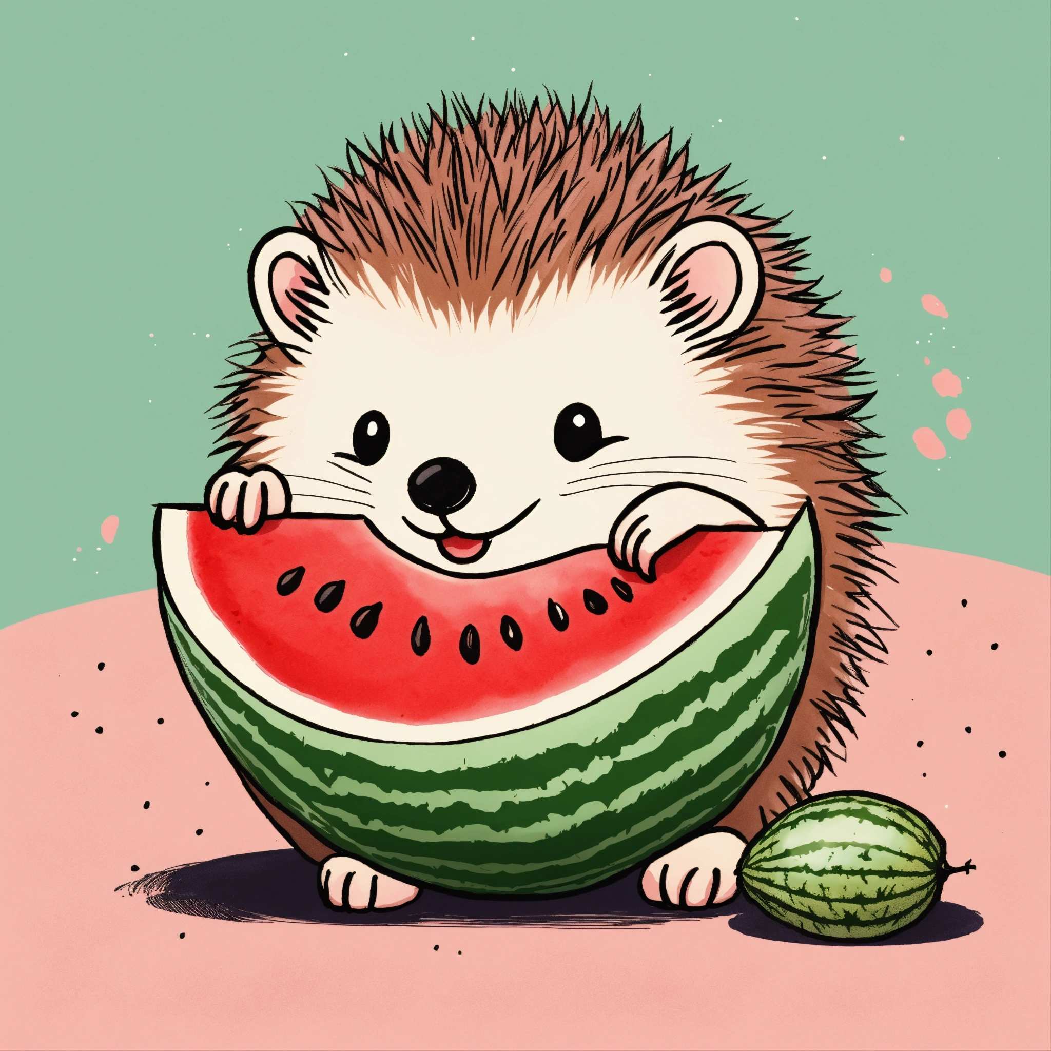 Lexica - A small hedgehog holding a piece of watermelon with its tiny ...