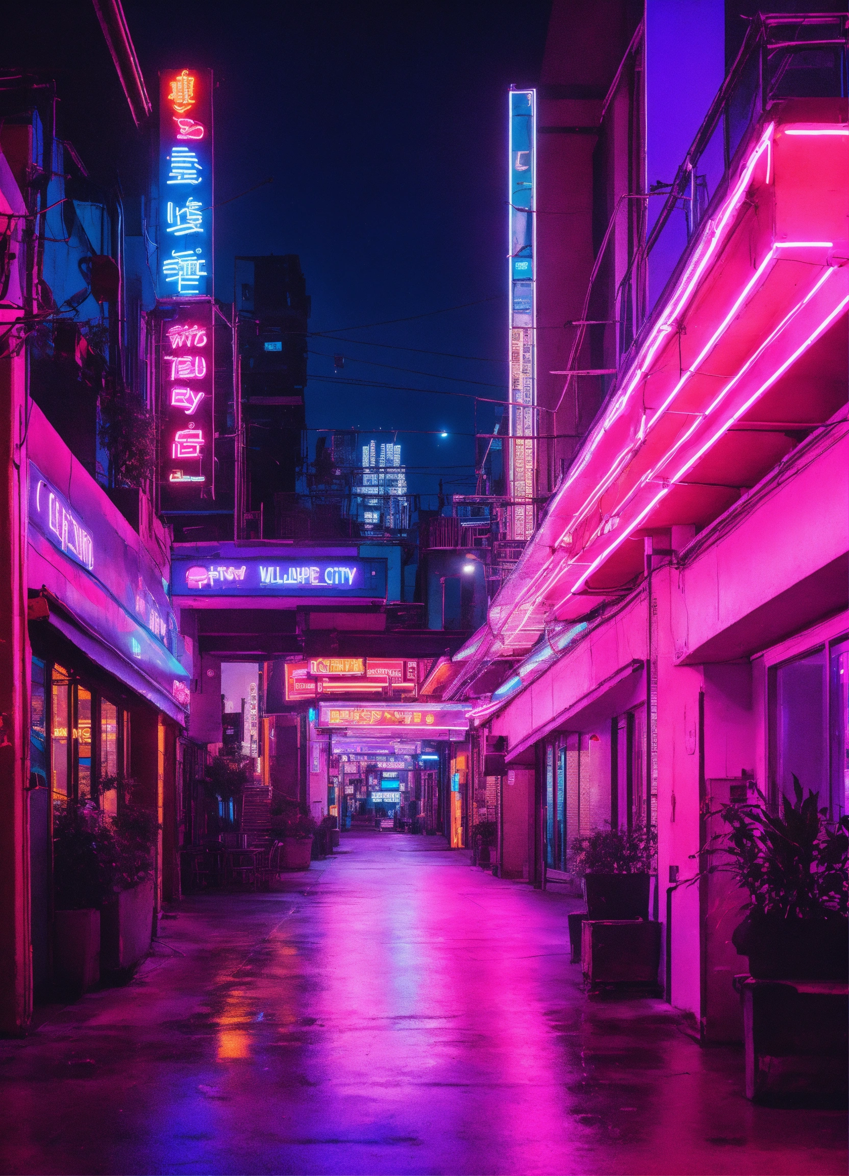 Lexica - A modern City Wellpapper aesthetic neon lights