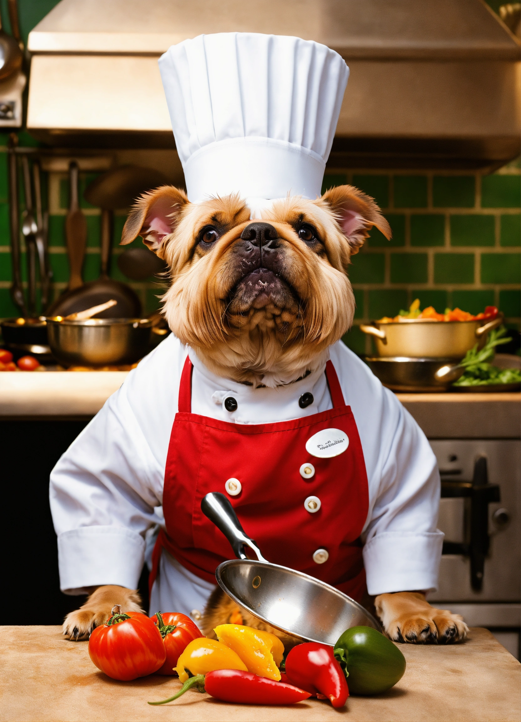 Lexica - A dog look like a cooking chef, funny and pro like ratatouille