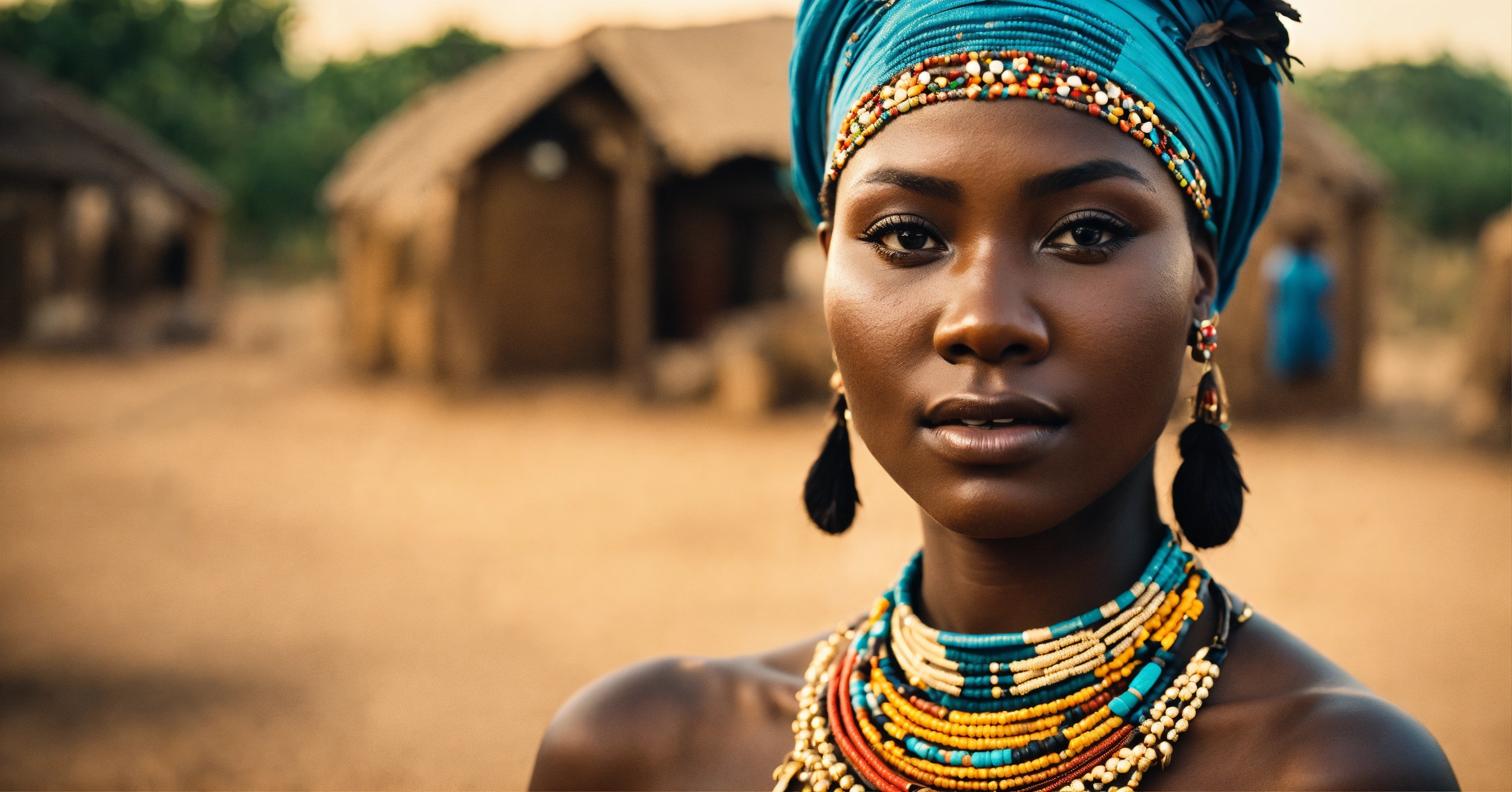 Lexica - Portrait of a confident female native african in a village ...
