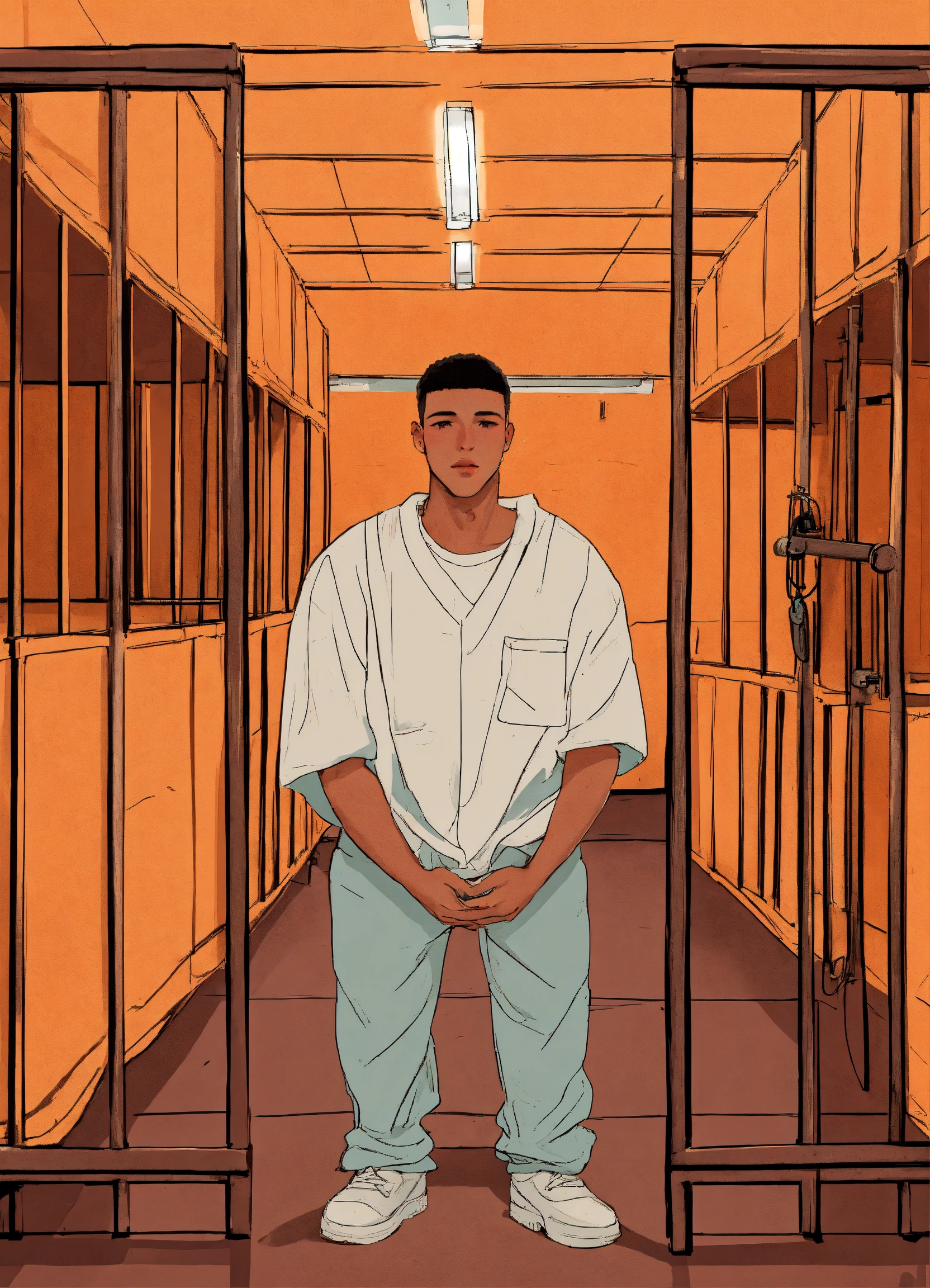 Lexica - Generate an illustration that represents 3 young white inmates ...