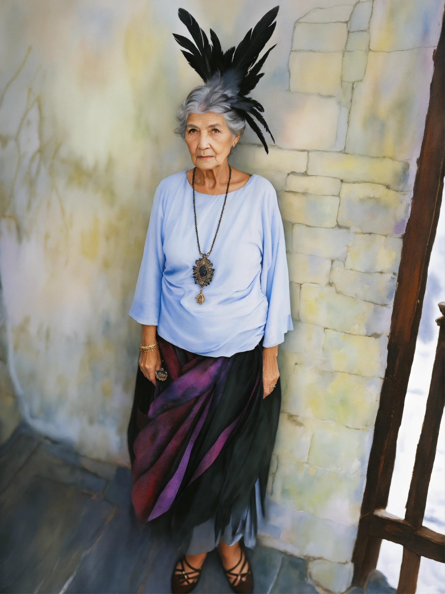 Lexica - A portrait of an old woman with wrinkled face and very short ...