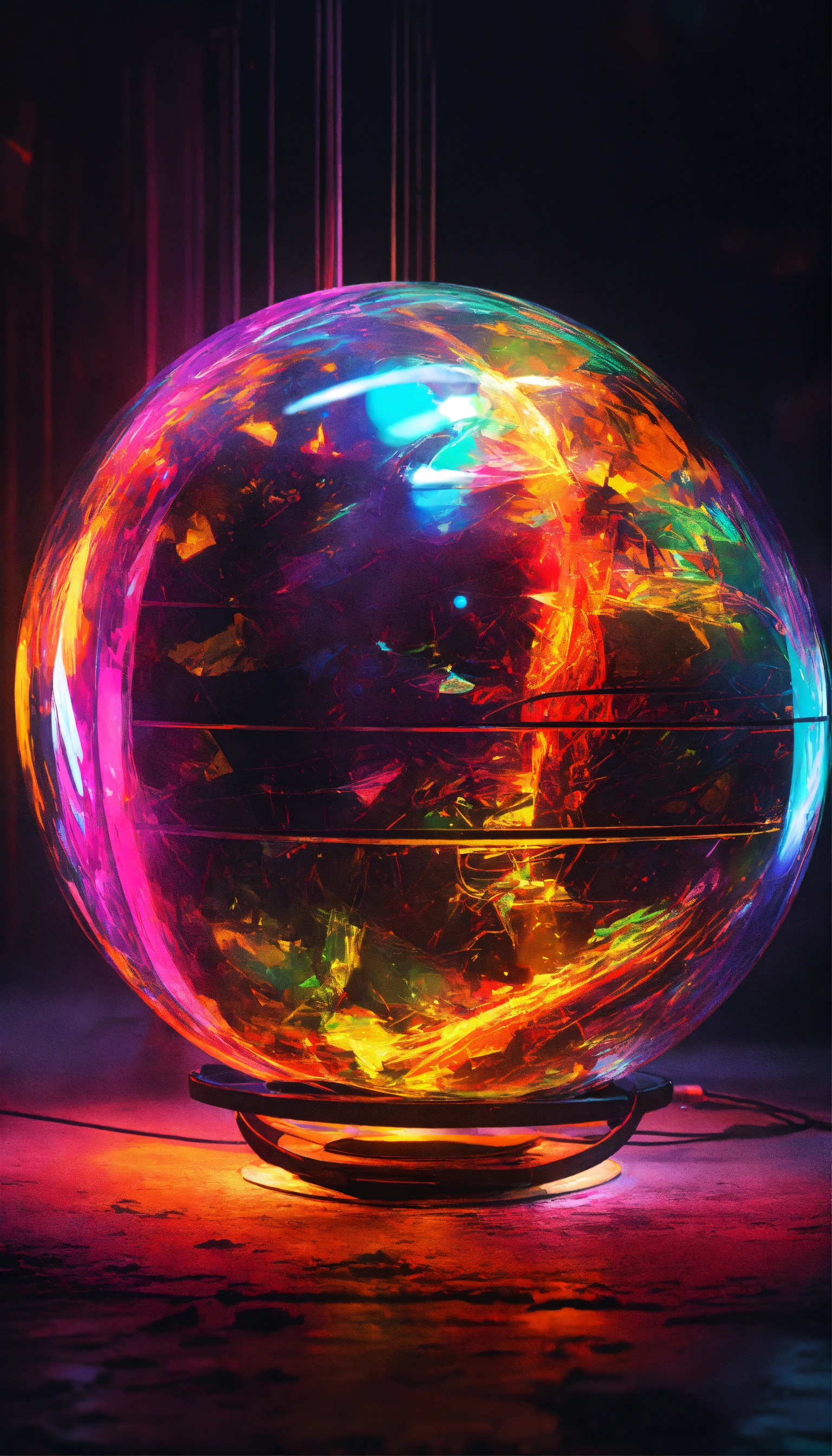 Lexica - A Multicolored Light Orb, Representing The Human Soul. In Dark 