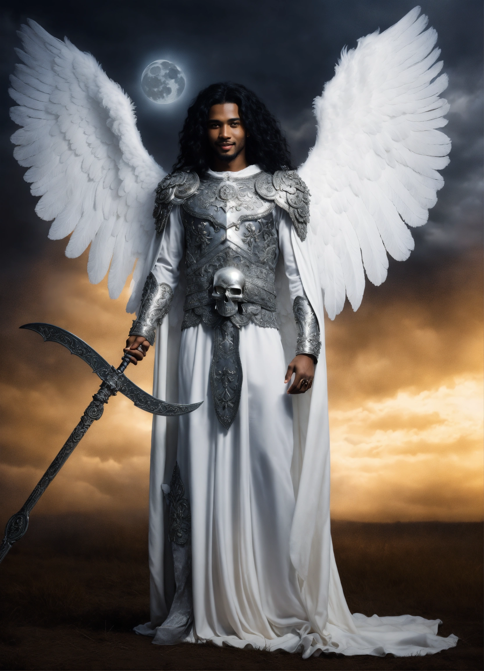 Lexica - Iconoclastic surreal full body photo of a windblown Archangel ...
