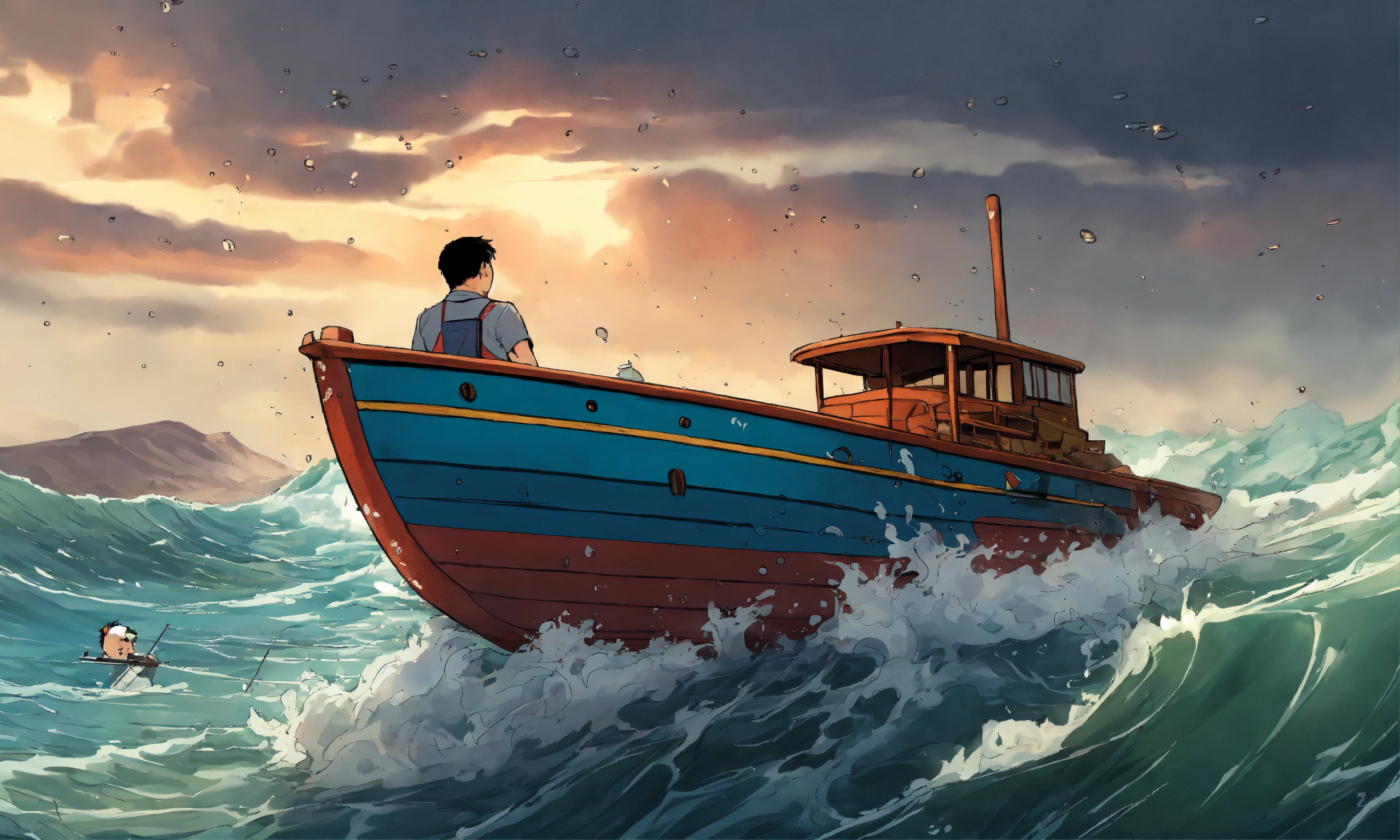 Lexica - Draw me a picture in the form of a comic book of a boat with ...