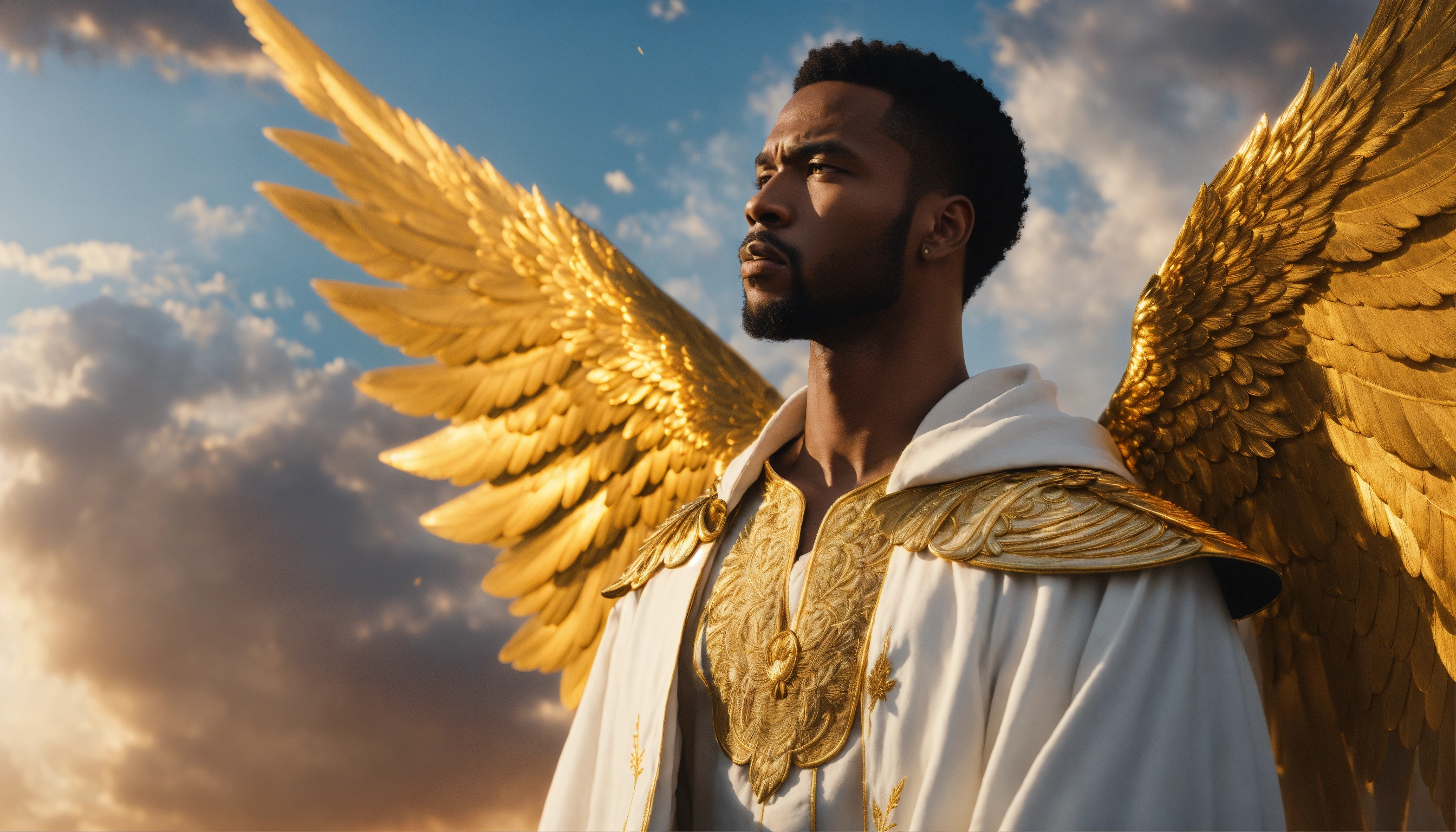 Lexica - Illustrate a view of a handsome black man wearing a long ...