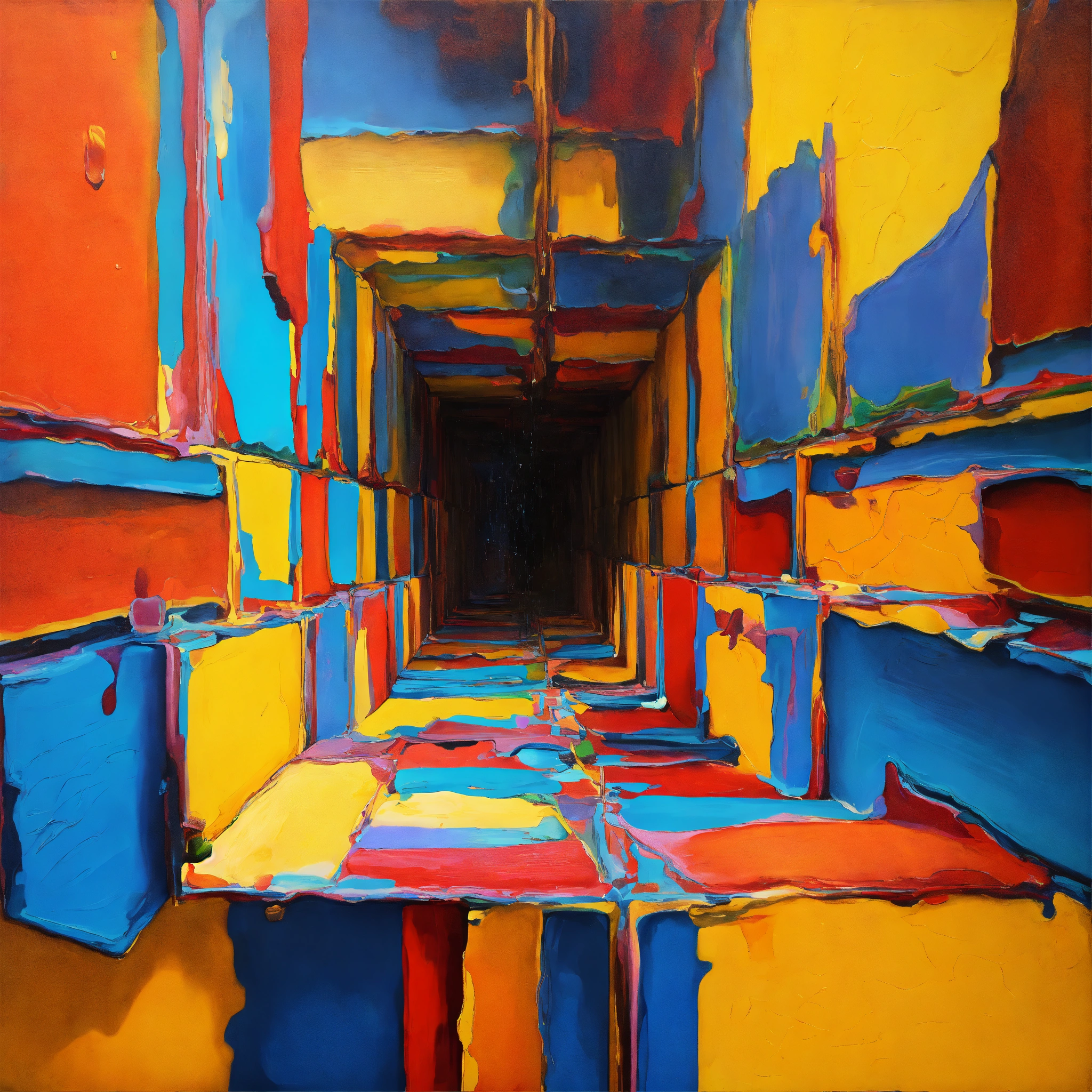 Lexica - Abstract rectangles colorful with ragged edges perspective oil ...