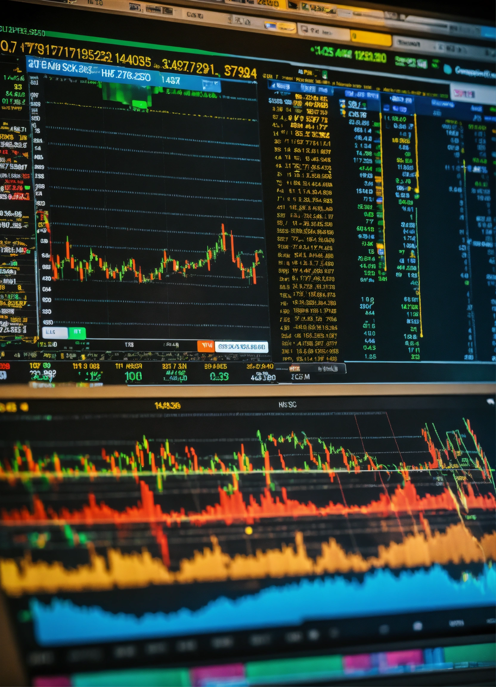 Lexica - Stock market chart on computer screen with spatula next to ...