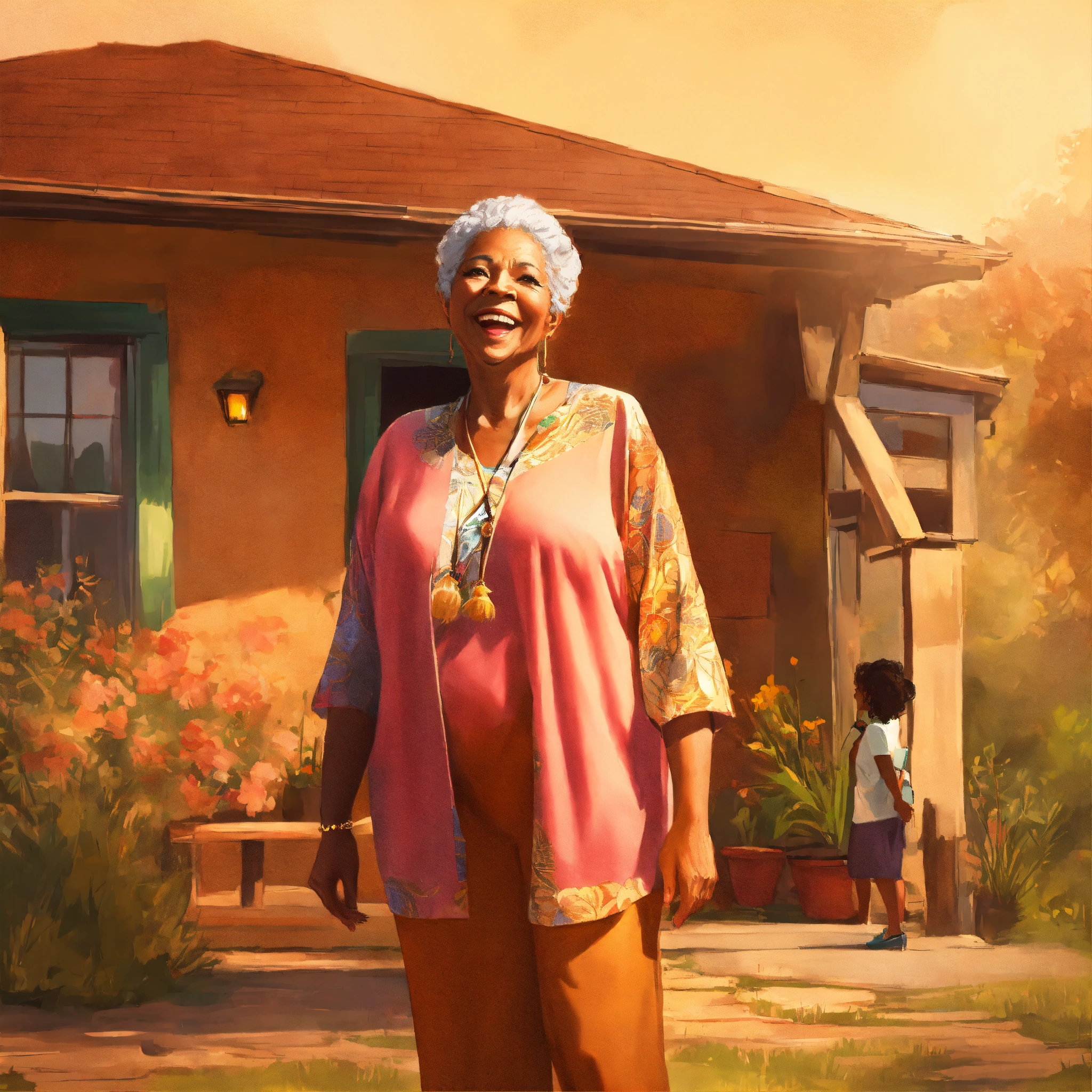 Lexica - African American senior woman standing in front of her home ...