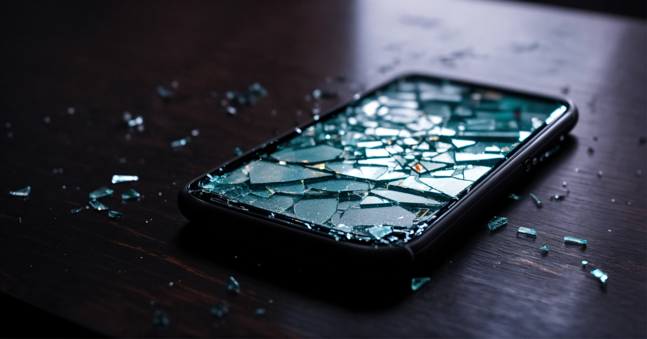 Lexica - Closeup on a Smartphone with shattered glass on black ...