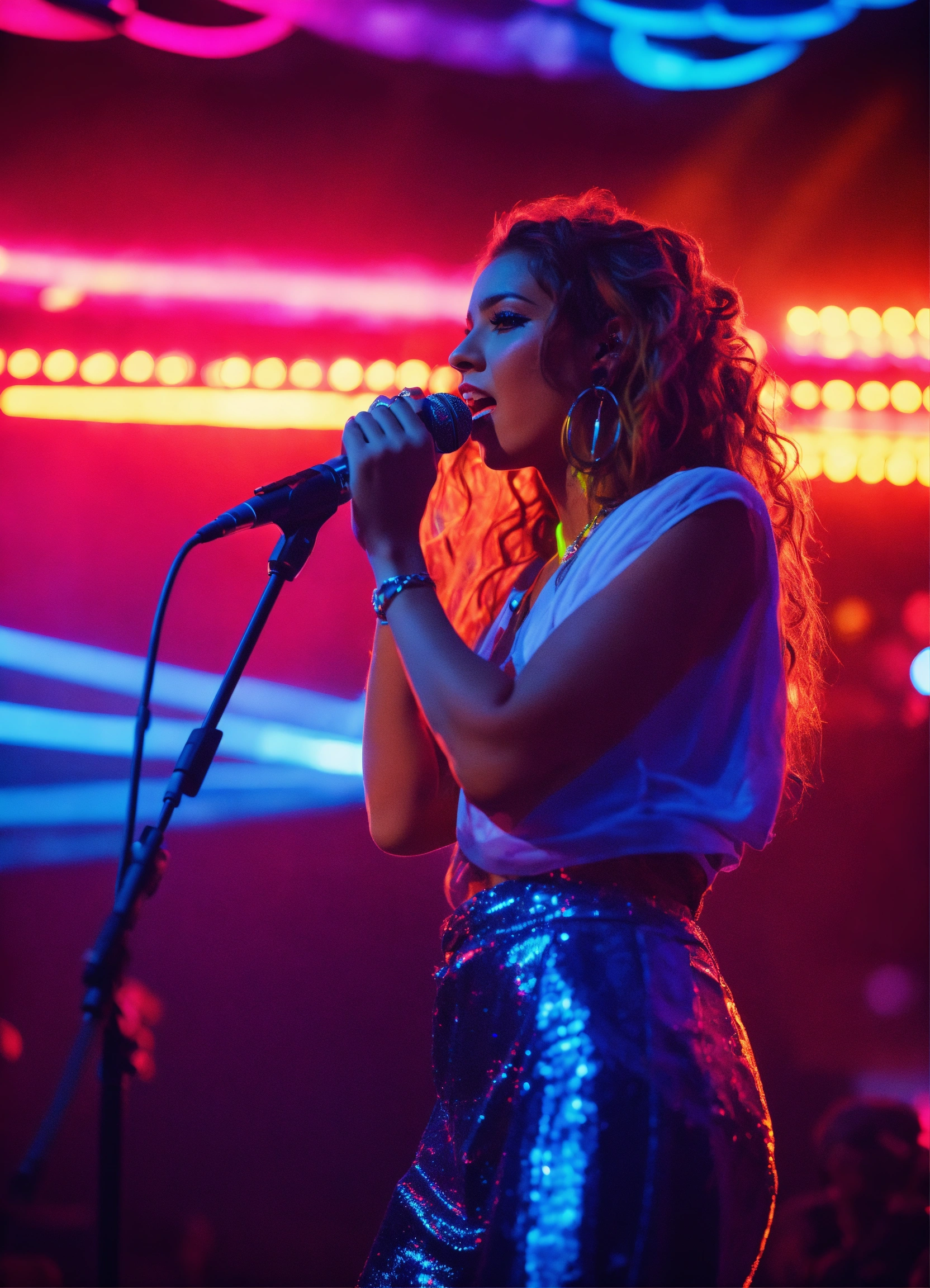 Lexica - Cinematic photography, modern, female singer on stage ...