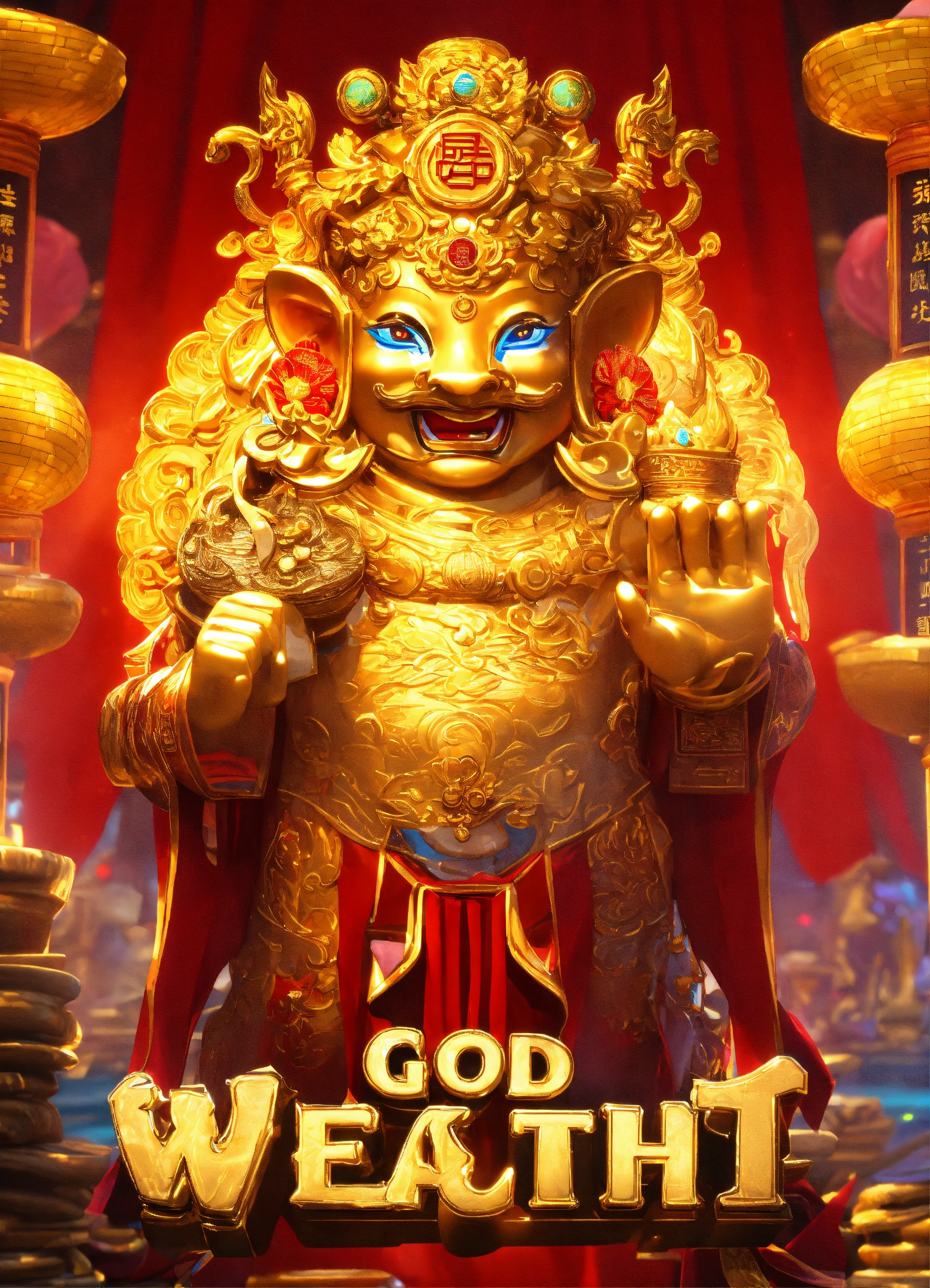 Lexica - 3D god of wealth (Chinese) slot machine game impressionistic money