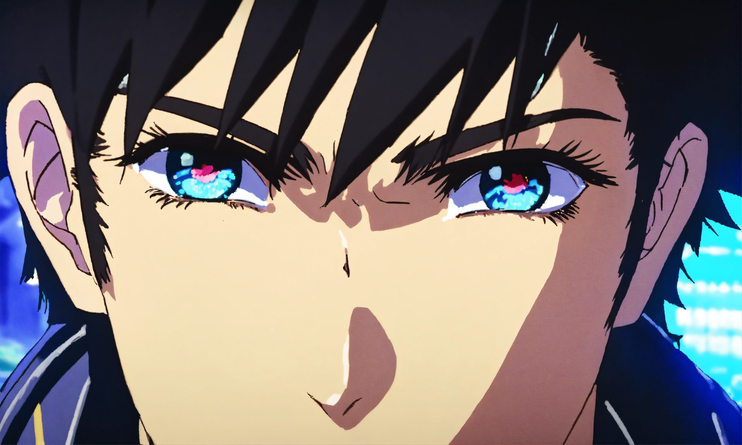 Lexica 80s Anime Style Closeup Of Mans Eyes Dark Hair