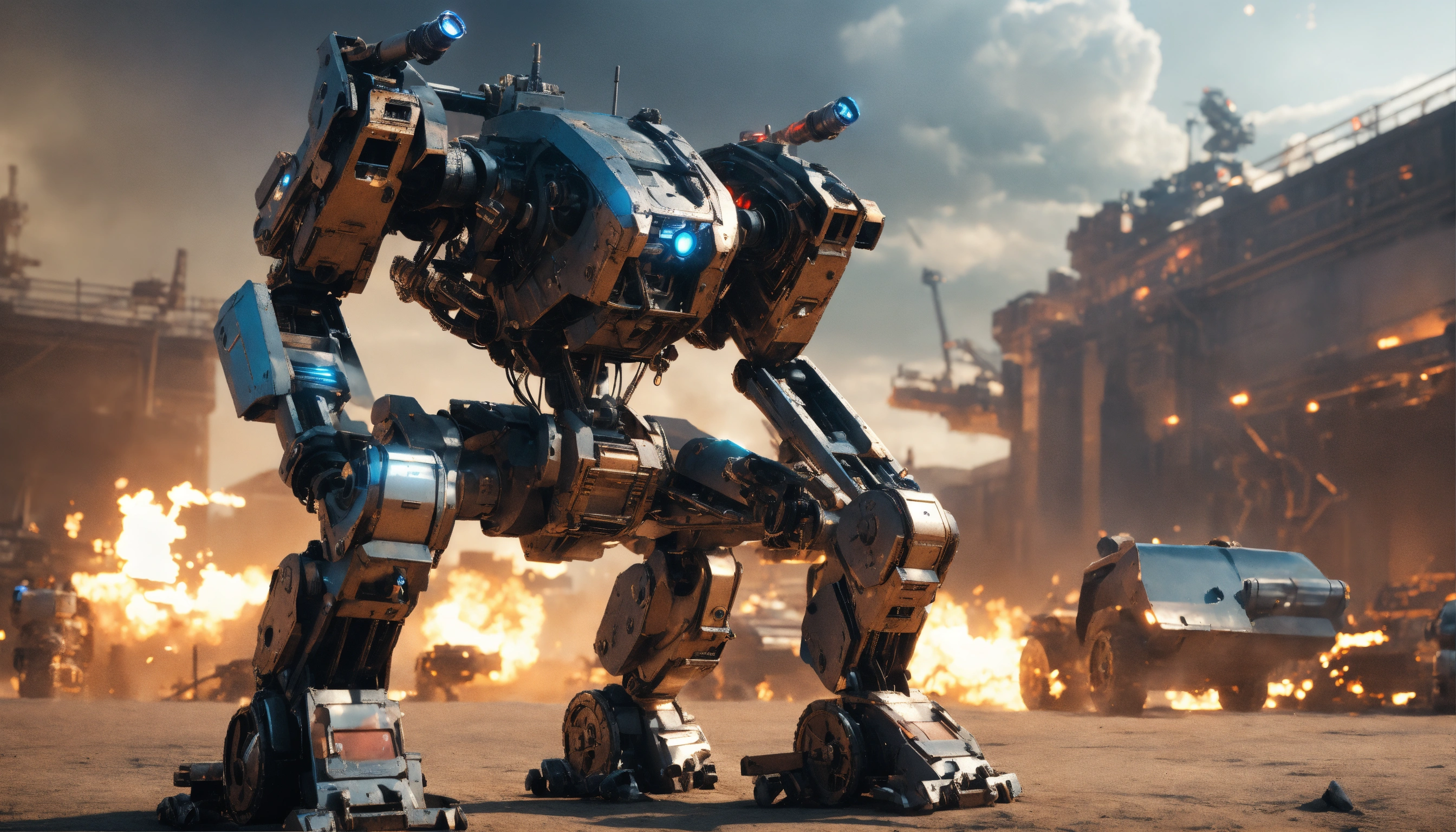 Lexica - War of robots armed with machine guns, cyborg terminators made ...